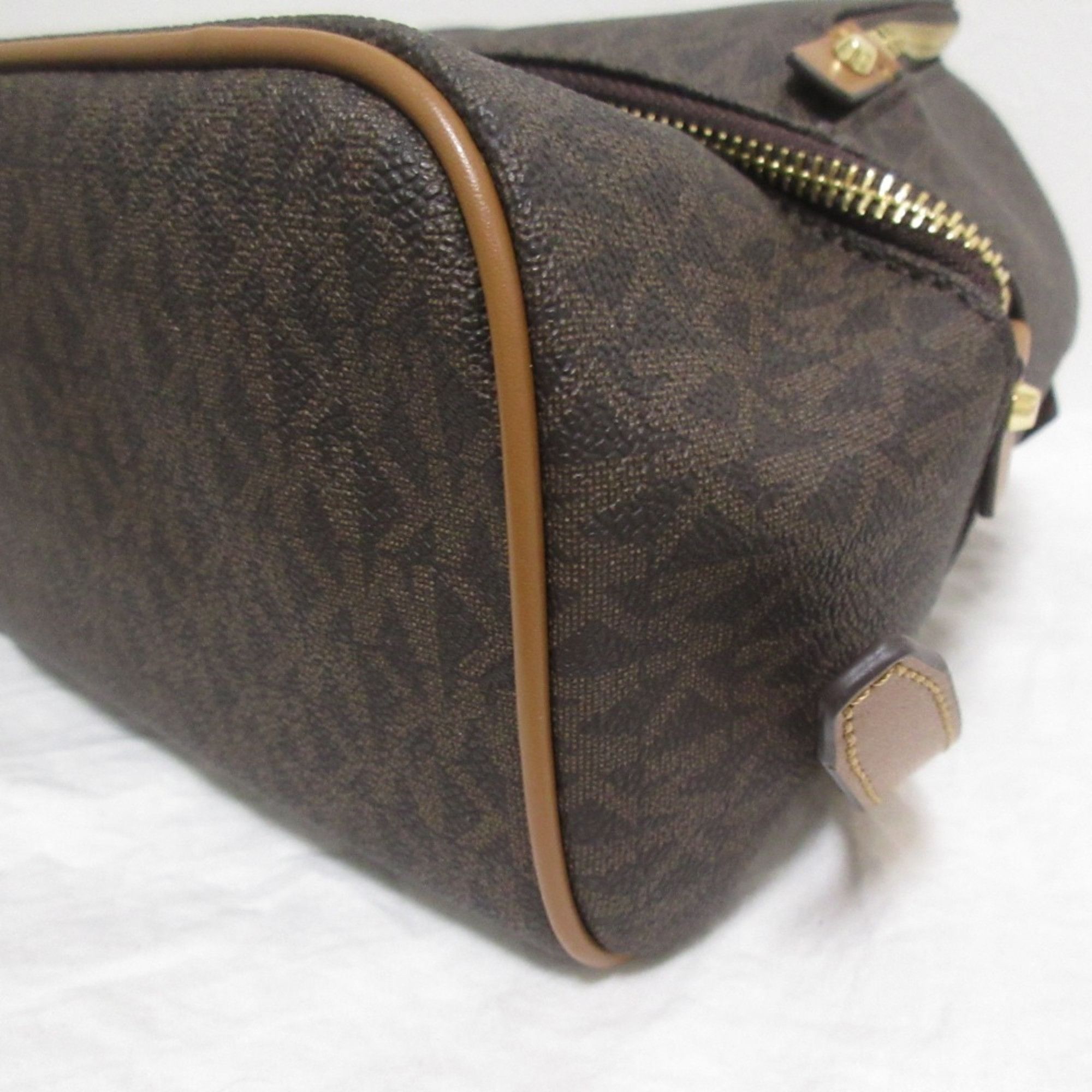 Michael Kors MICHAEL KORS RHEA Leather MK Signature Backpack, Brown x Gold Hardware, Women's Size ONE SIZE - 7 Thumbnail