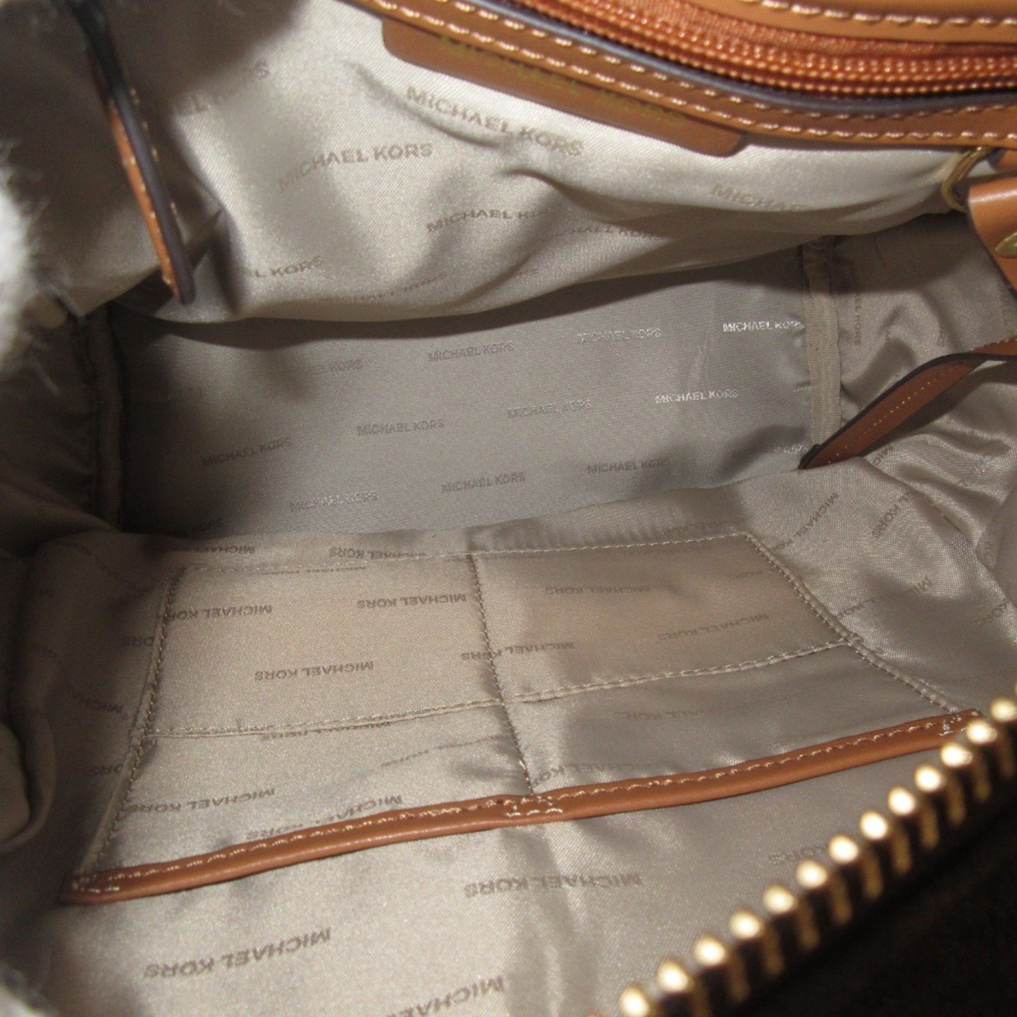 Michael Kors MICHAEL KORS RHEA Leather MK Signature Backpack, Brown x Gold Hardware, Women's Size ONE SIZE - 11 Thumbnail
