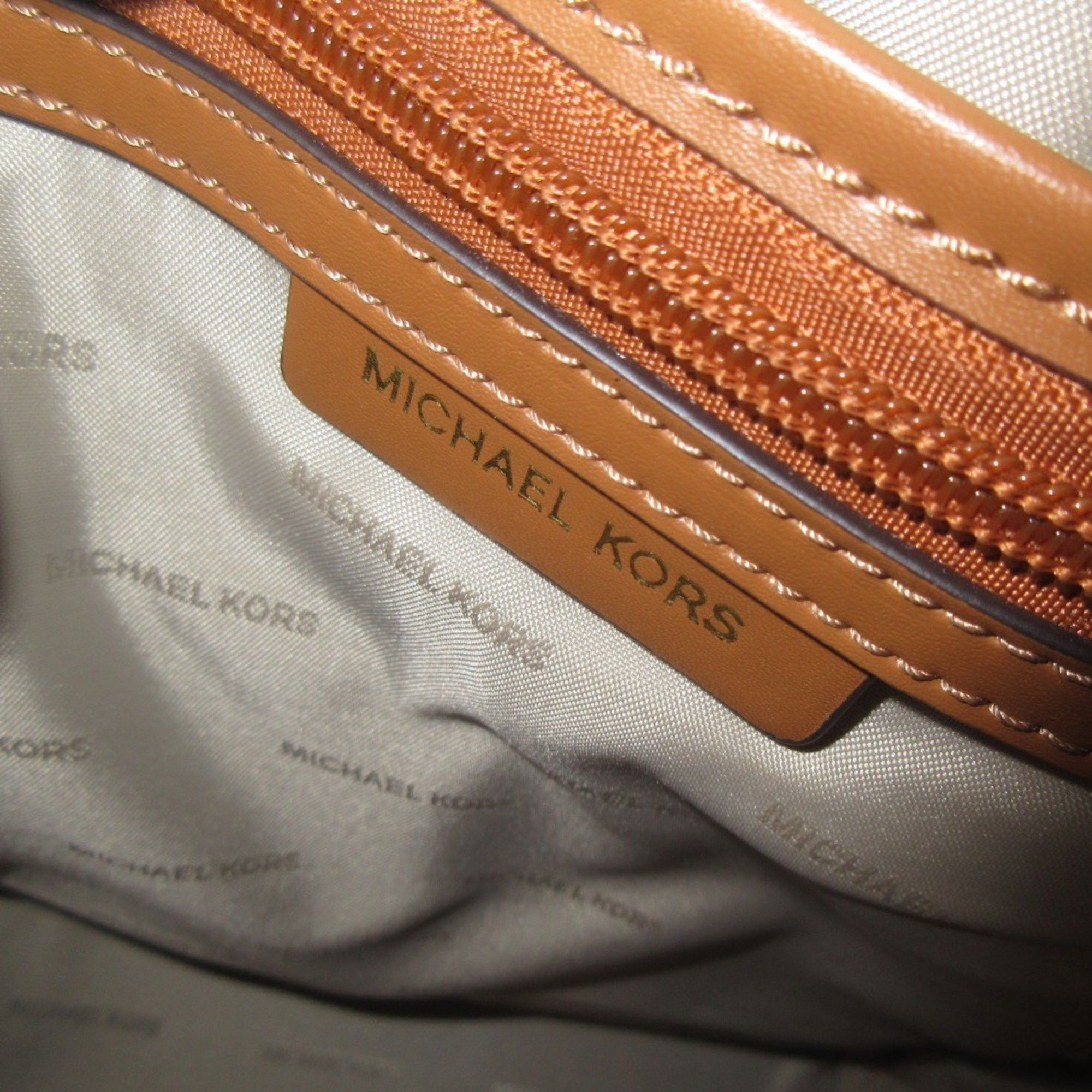 Michael Kors MICHAEL KORS RHEA Leather MK Signature Backpack, Brown x Gold Hardware, Women's Size ONE SIZE - 12 Thumbnail
