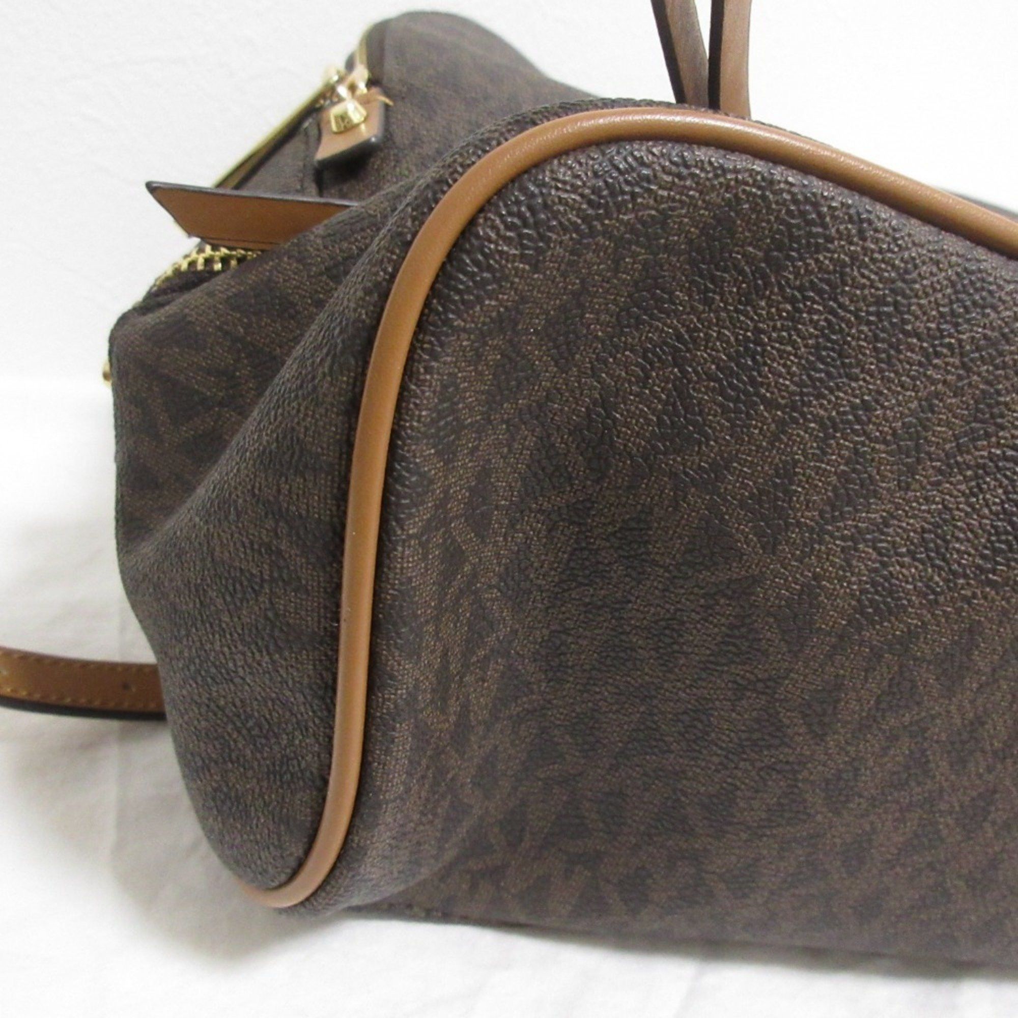 Michael Kors MICHAEL KORS RHEA Leather MK Signature Backpack, Brown x Gold Hardware, Women's Size ONE SIZE - 8 Thumbnail