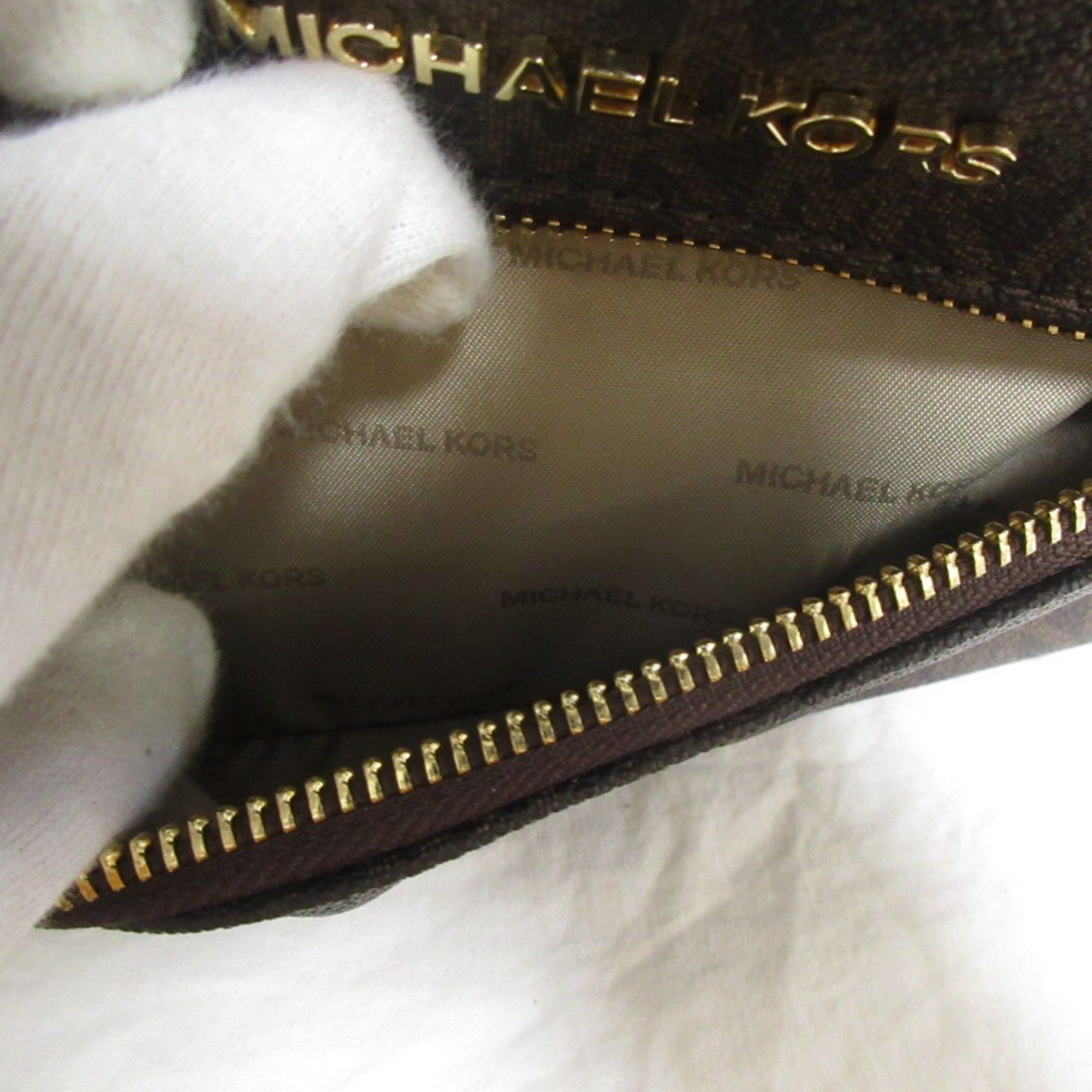 Michael Kors MICHAEL KORS RHEA Leather MK Signature Backpack, Brown x Gold Hardware, Women's Size ONE SIZE - 9 Thumbnail