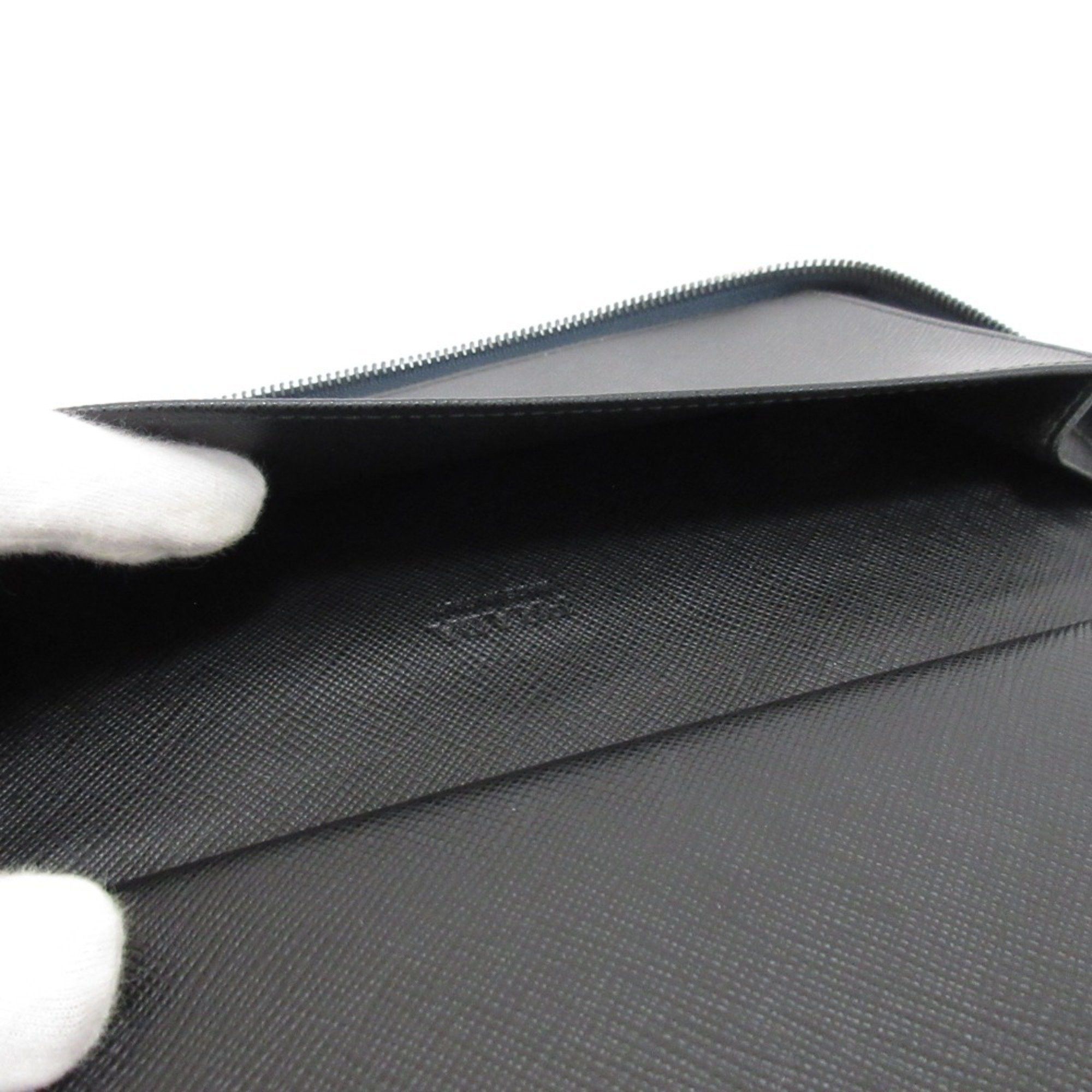 Prada Prada Saffiano Leather Organizer Long Wallet Navy Men's Size ONE SIZE - 9 Thumbnail