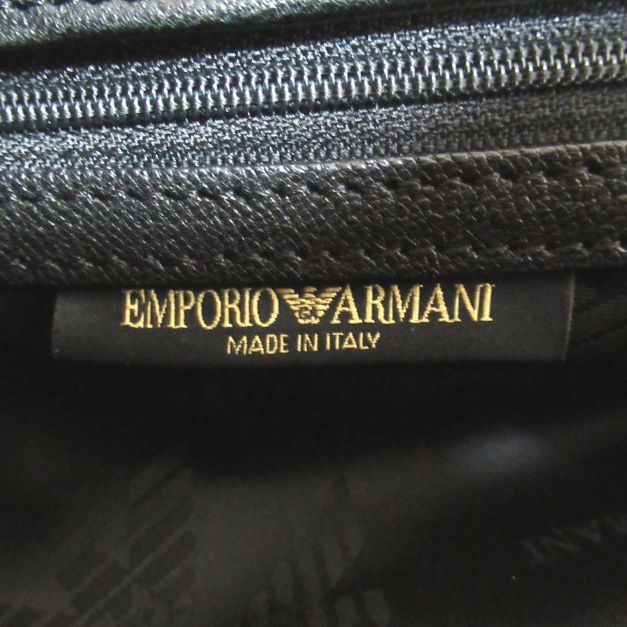 Emporio Armani Emporio Armani Leather Flap Handbag Shoulder Bag Black x Gold Hardware Women's Size ONE SIZE - 9 Thumbnail