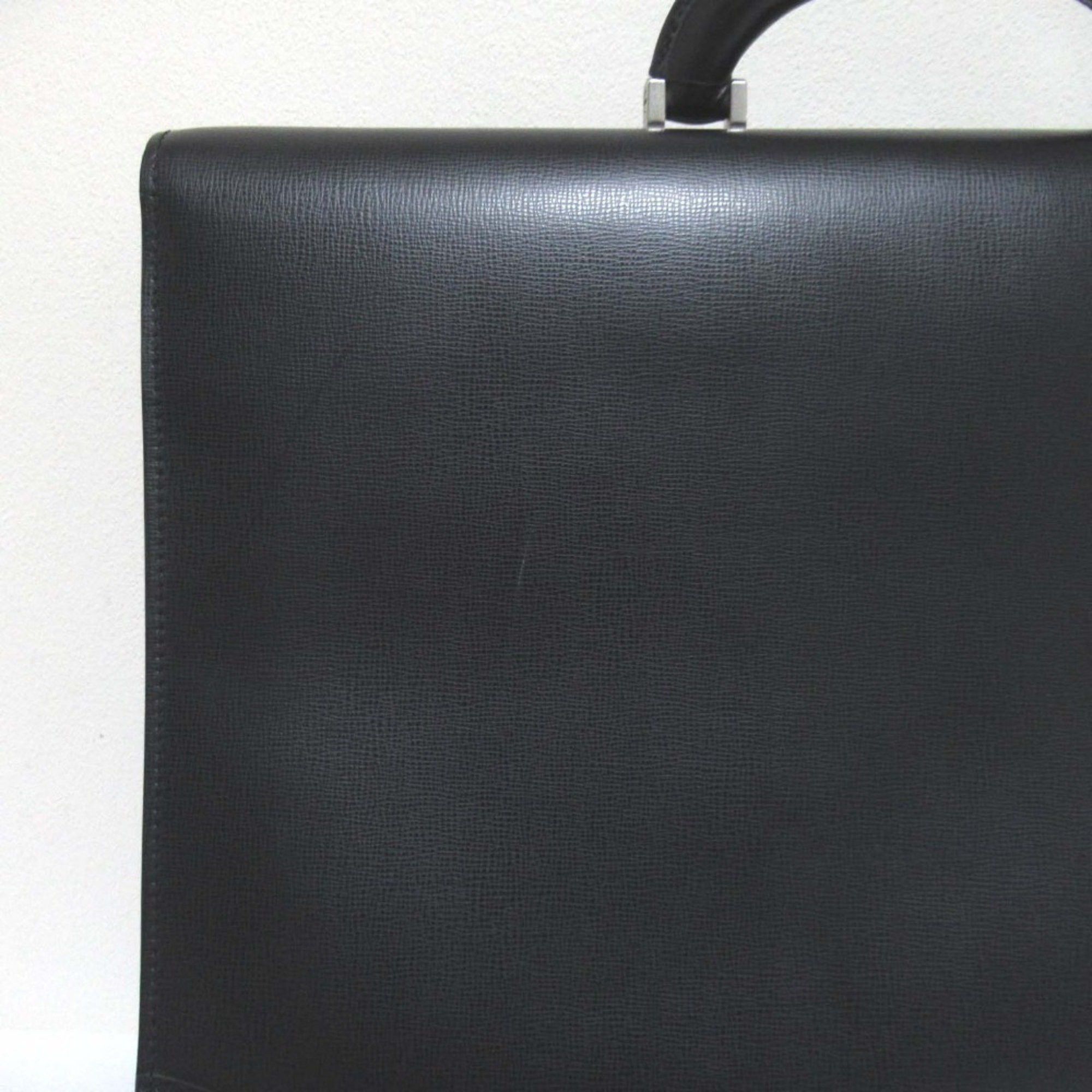 Valextra Valextra 3 Compartment Leather Briefcase Business Bag Document Black x Silver Hardware Men's Size ONE SIZE - 7 Thumbnail
