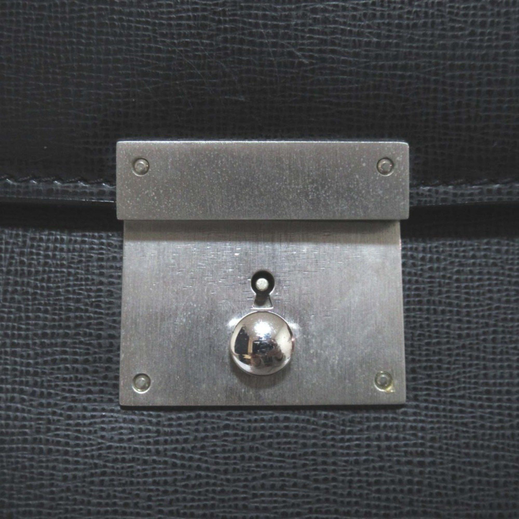 Valextra Valextra 3 Compartment Leather Briefcase Business Bag Document Black x Silver Hardware Men's Size ONE SIZE - 5 Thumbnail
