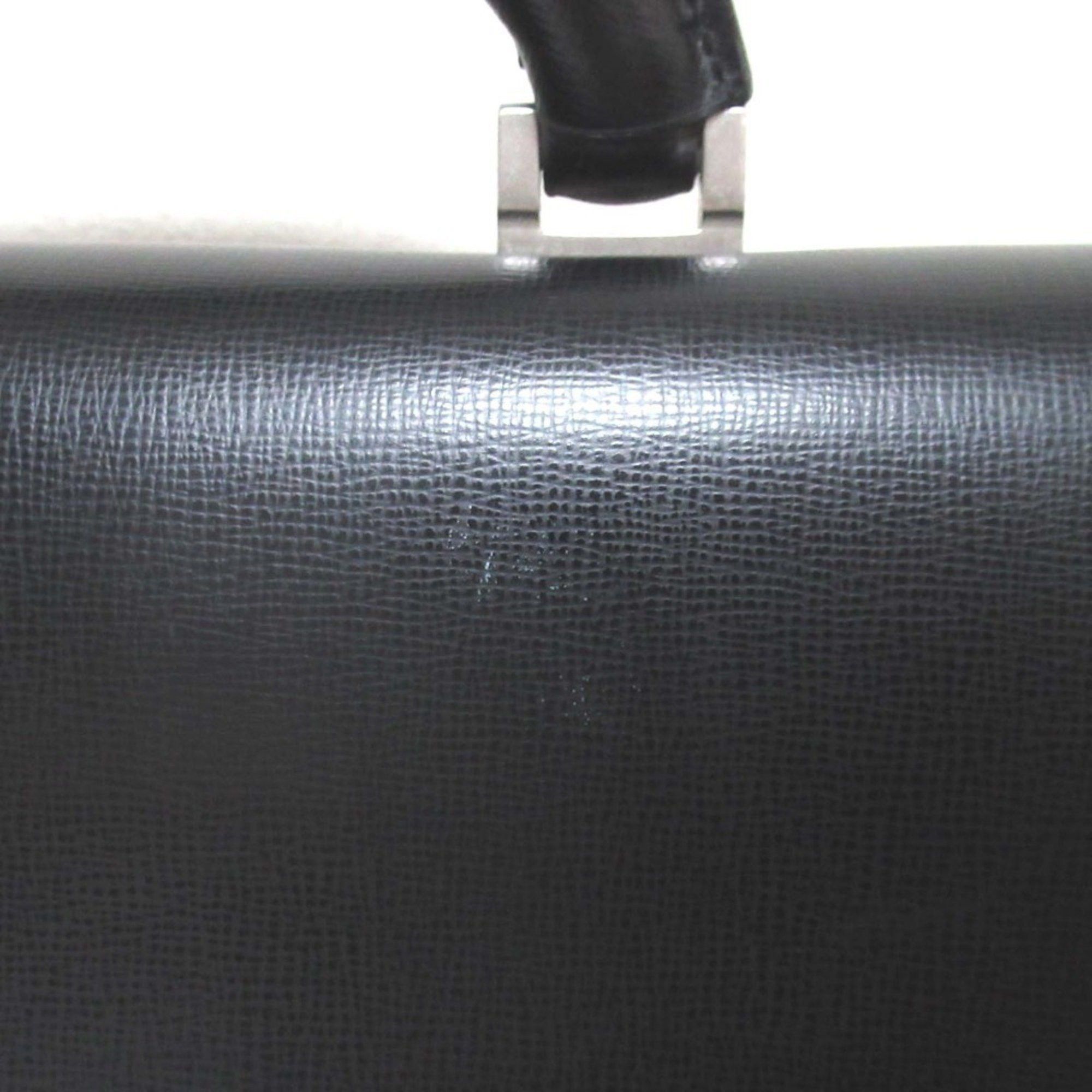 Valextra Valextra 3 Compartment Leather Briefcase Business Bag Document Black x Silver Hardware Men's Size ONE SIZE - 6 Thumbnail
