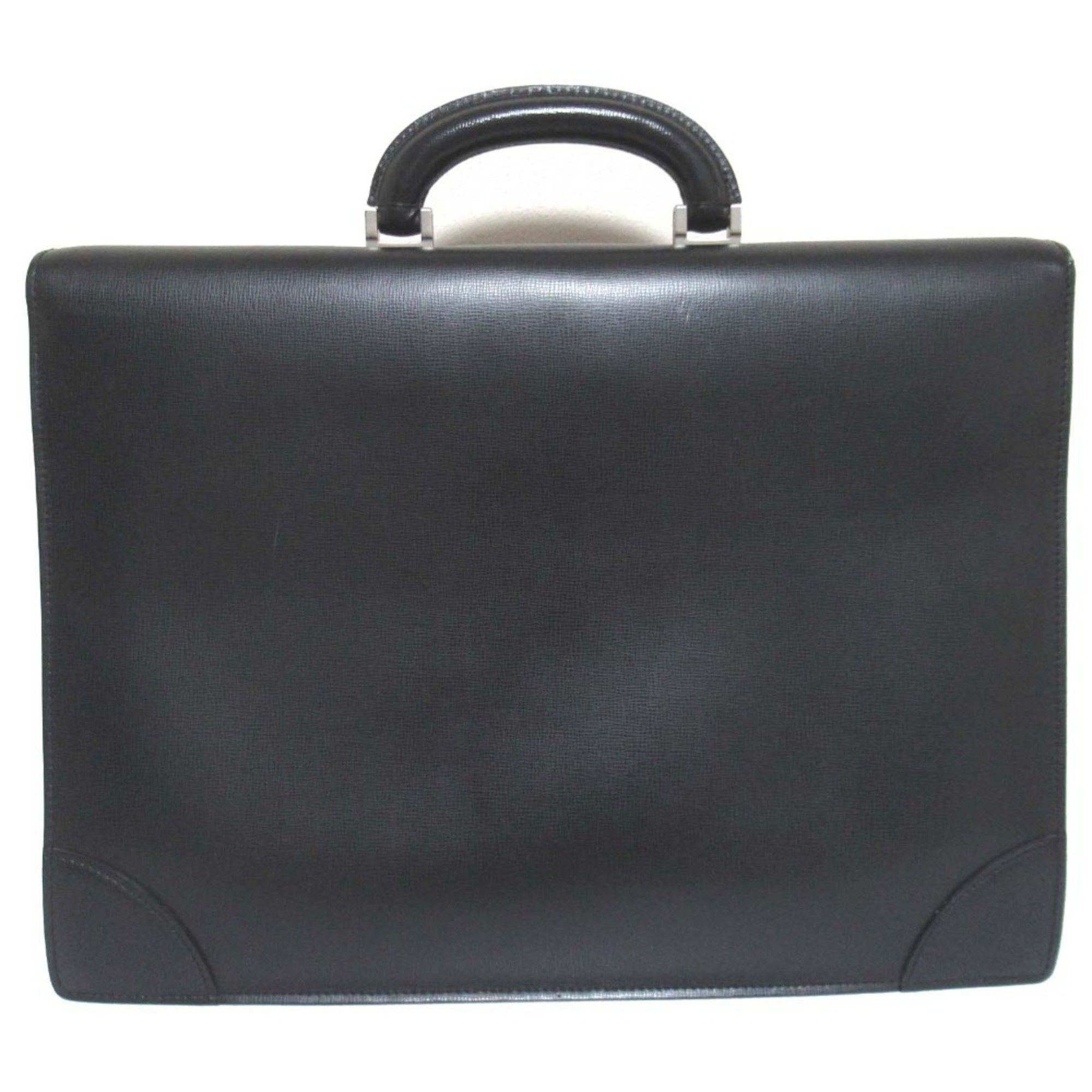 Valextra Valextra 3 Compartment Leather Briefcase Business Bag Document Black x Silver Hardware Men's Size ONE SIZE - 2 Thumbnail