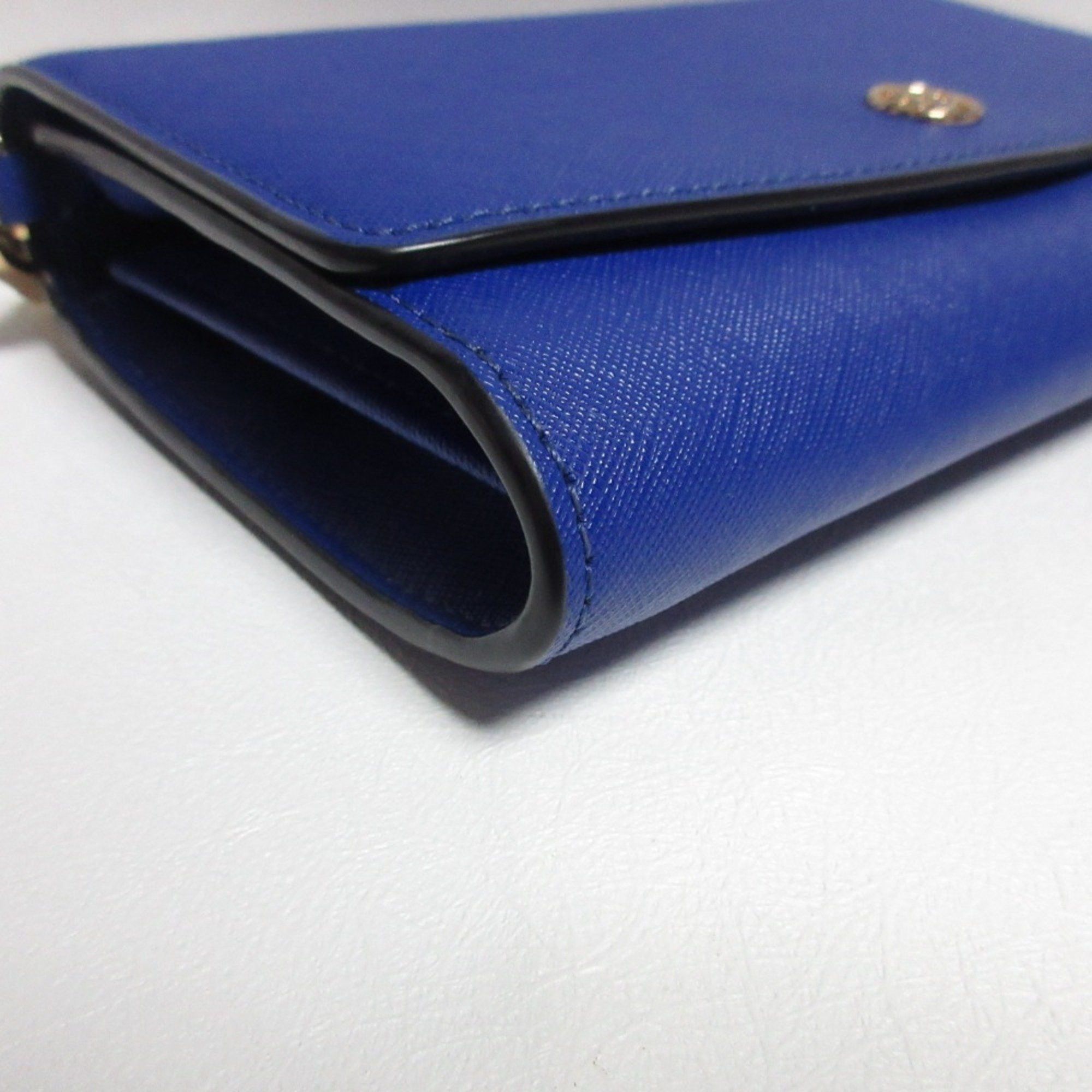 Tory Burch TORY BURCH Saffiano Leather Shoulder Wallet Purse Clutch Bag Blue Women's Size ONE SIZE - 6 Thumbnail