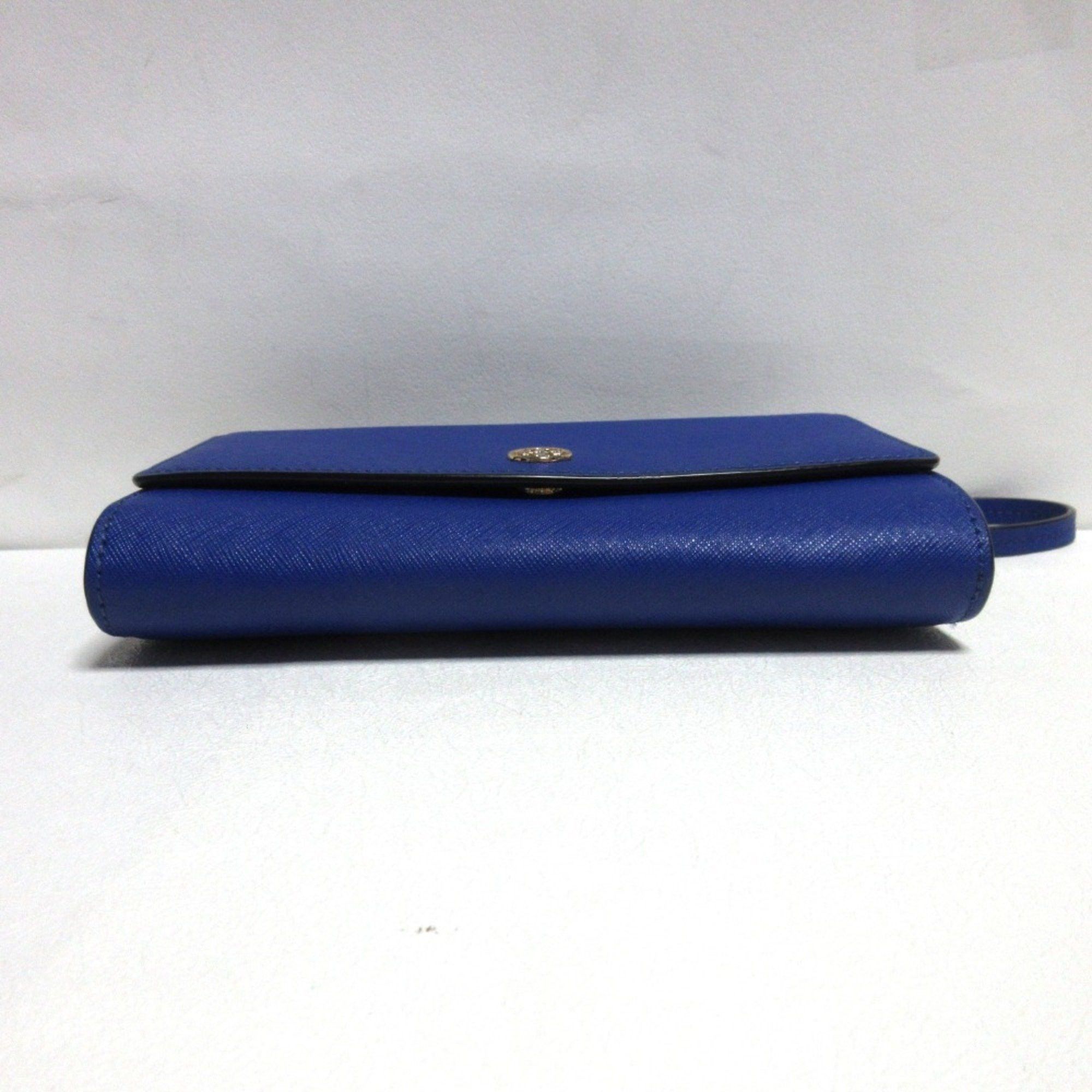Tory Burch TORY BURCH Saffiano Leather Shoulder Wallet Purse Clutch Bag Blue Women's Size ONE SIZE - 5 Thumbnail