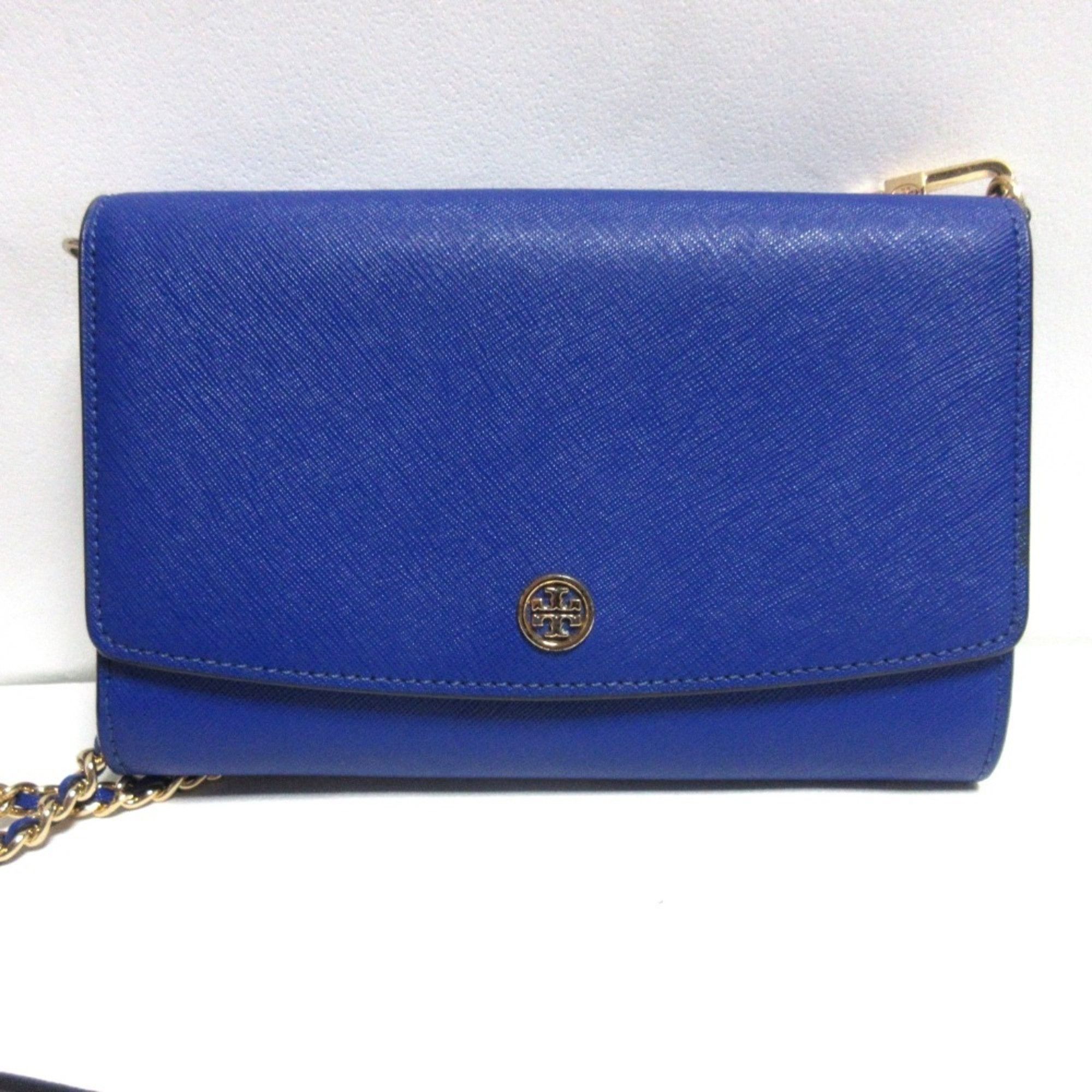 Tory Burch TORY BURCH Saffiano Leather Shoulder Wallet Purse Clutch Bag Blue Women's Size ONE SIZE - 2 Thumbnail