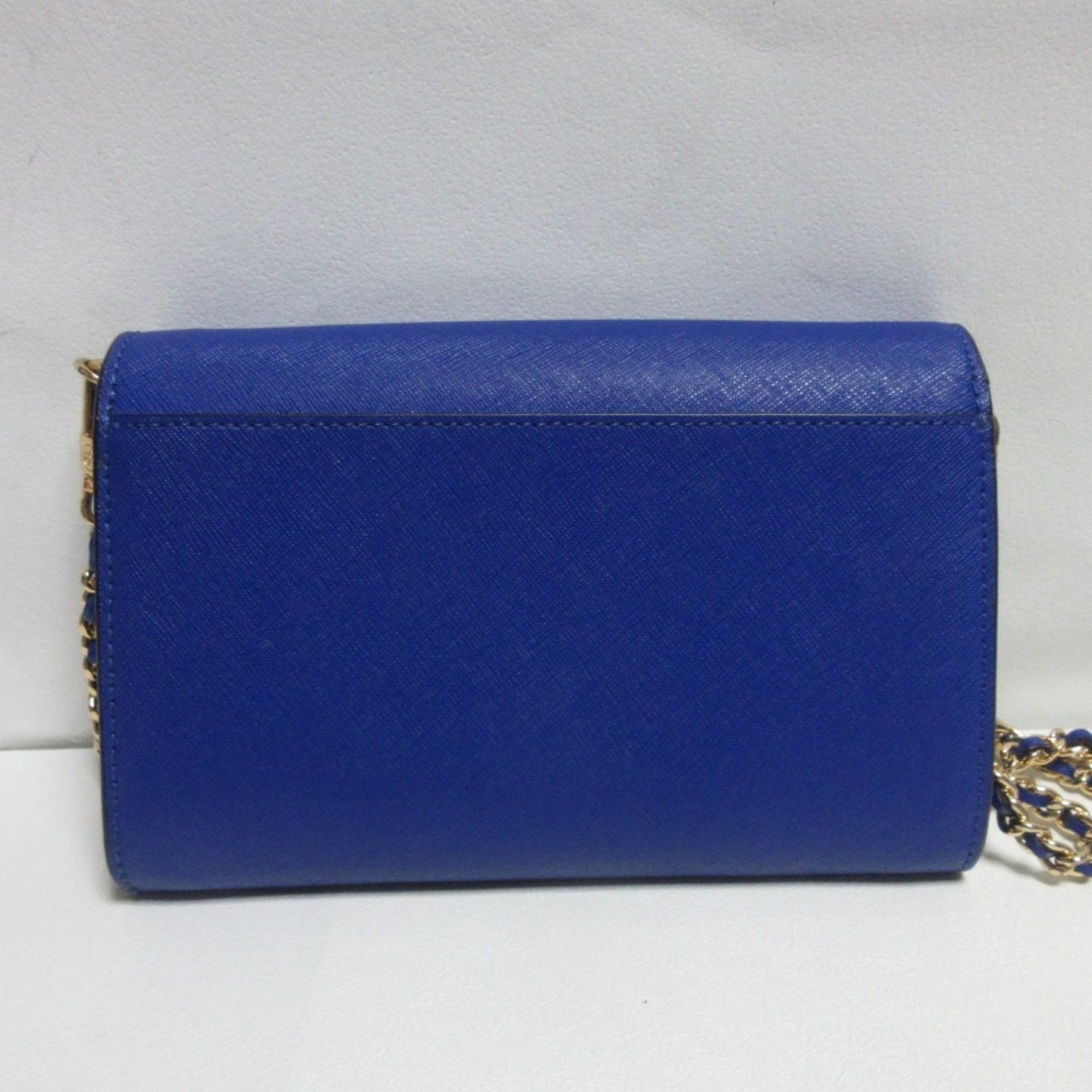 Tory Burch TORY BURCH Saffiano Leather Shoulder Wallet Purse Clutch Bag Blue Women's Size ONE SIZE - 3 Thumbnail