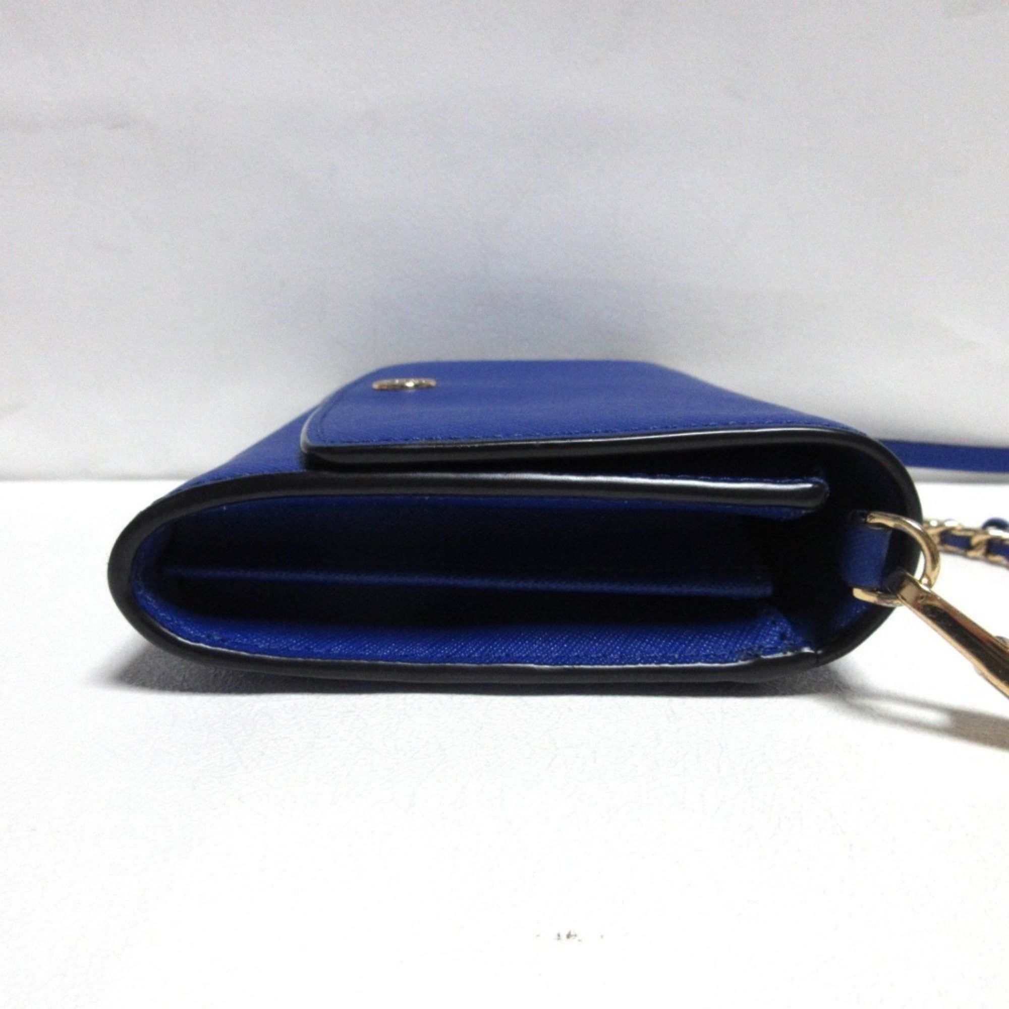 Tory Burch TORY BURCH Saffiano Leather Shoulder Wallet Purse Clutch Bag Blue Women's Size ONE SIZE - 4 Thumbnail