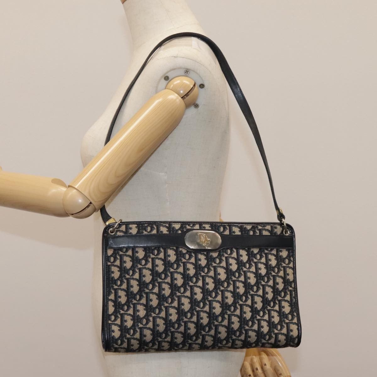 Dior Trotter Navy Canvas Shoulder Bag (Pre-Owned) Size ONE SIZE - 11 Thumbnail