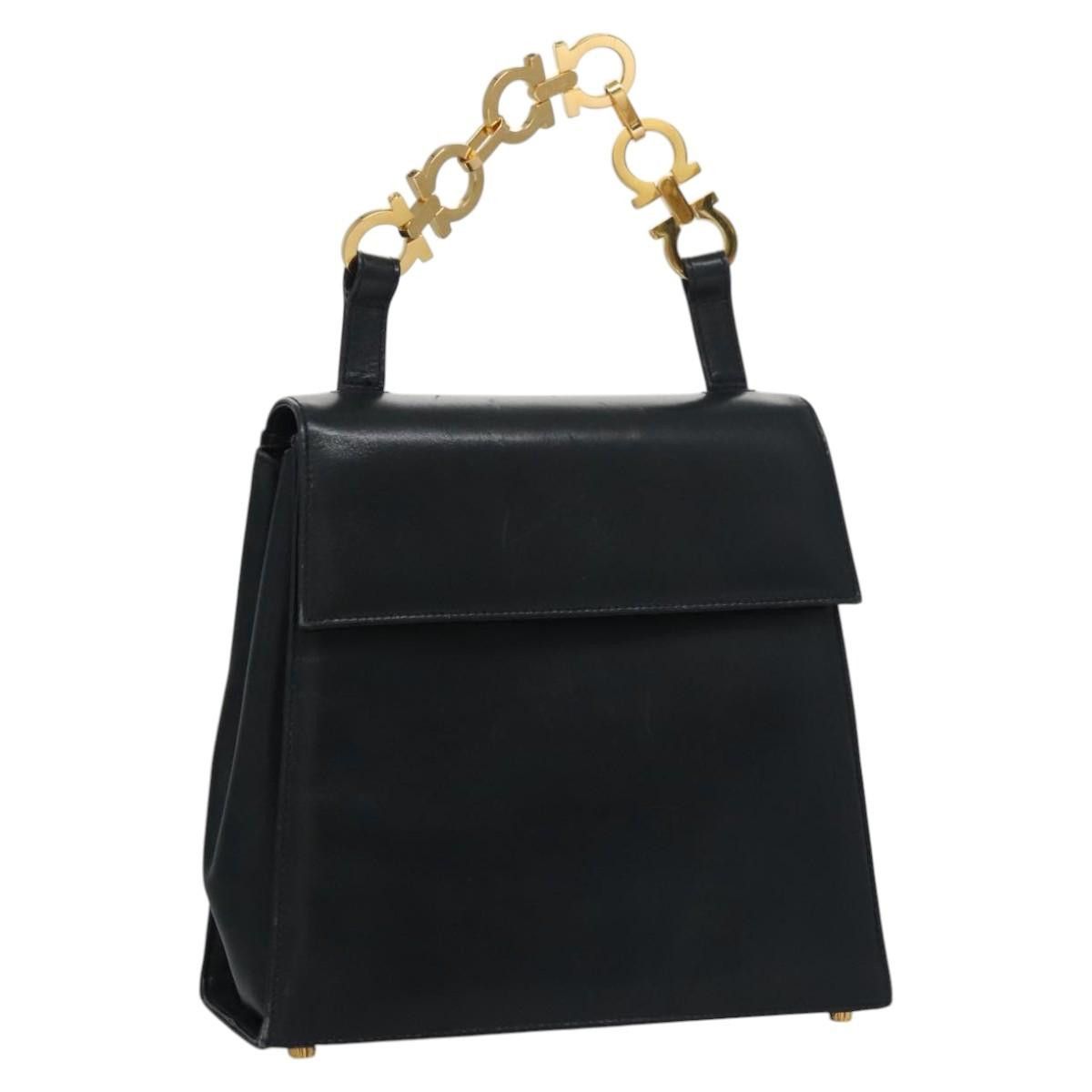Salvatore Ferragamo Gancini Black Leather Handbag (Pre-Owned) Size ONE SIZE - 17 Thumbnail