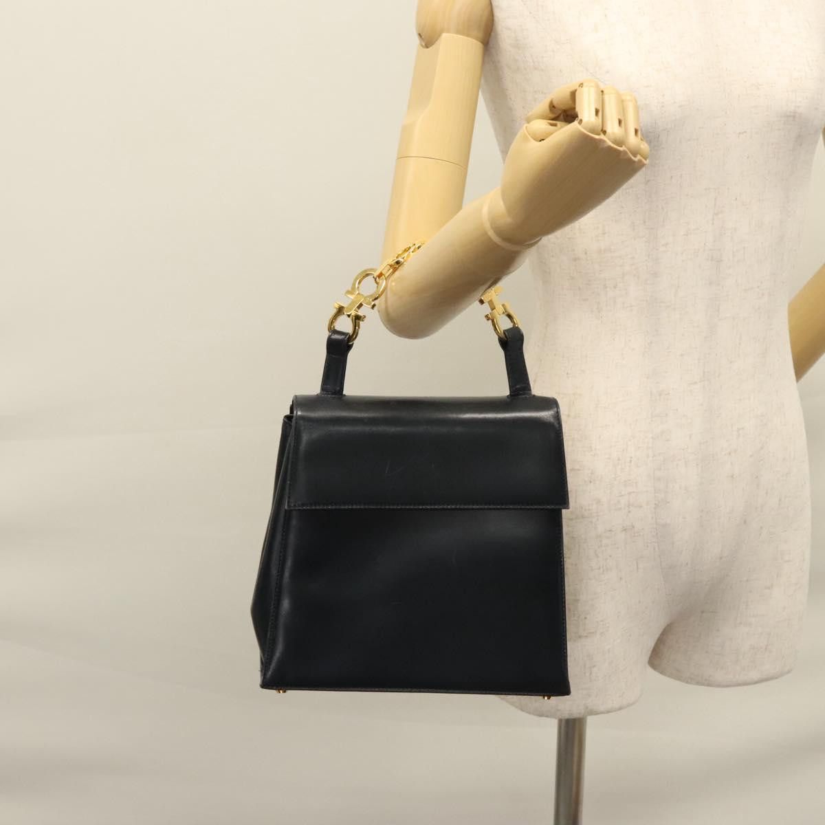 Salvatore Ferragamo Gancini Black Leather Handbag (Pre-Owned) Size ONE SIZE - 11 Thumbnail