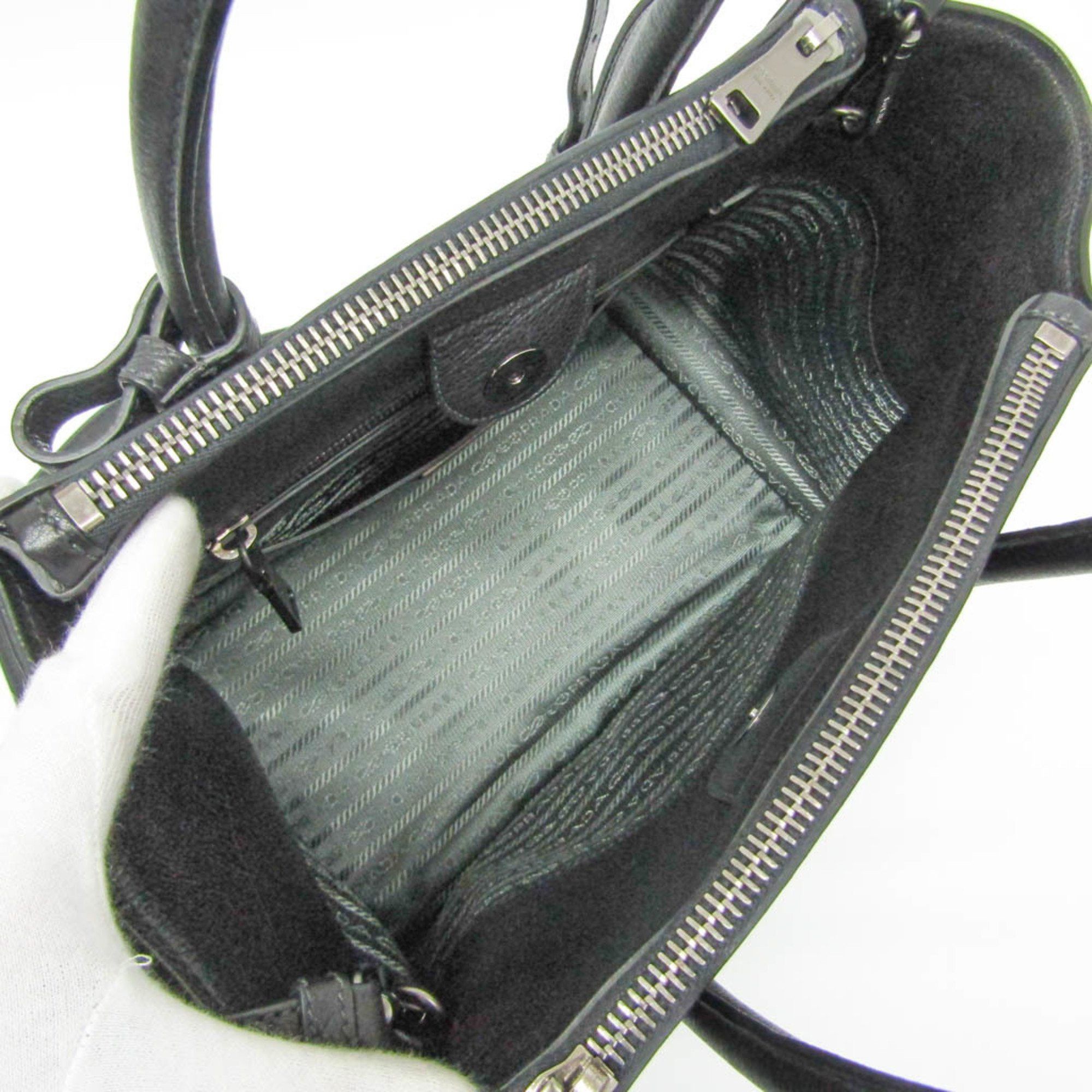 Prada Twin Zip Black Leather Handbag (Pre-Owned) Size ONE SIZE - 3 Thumbnail
