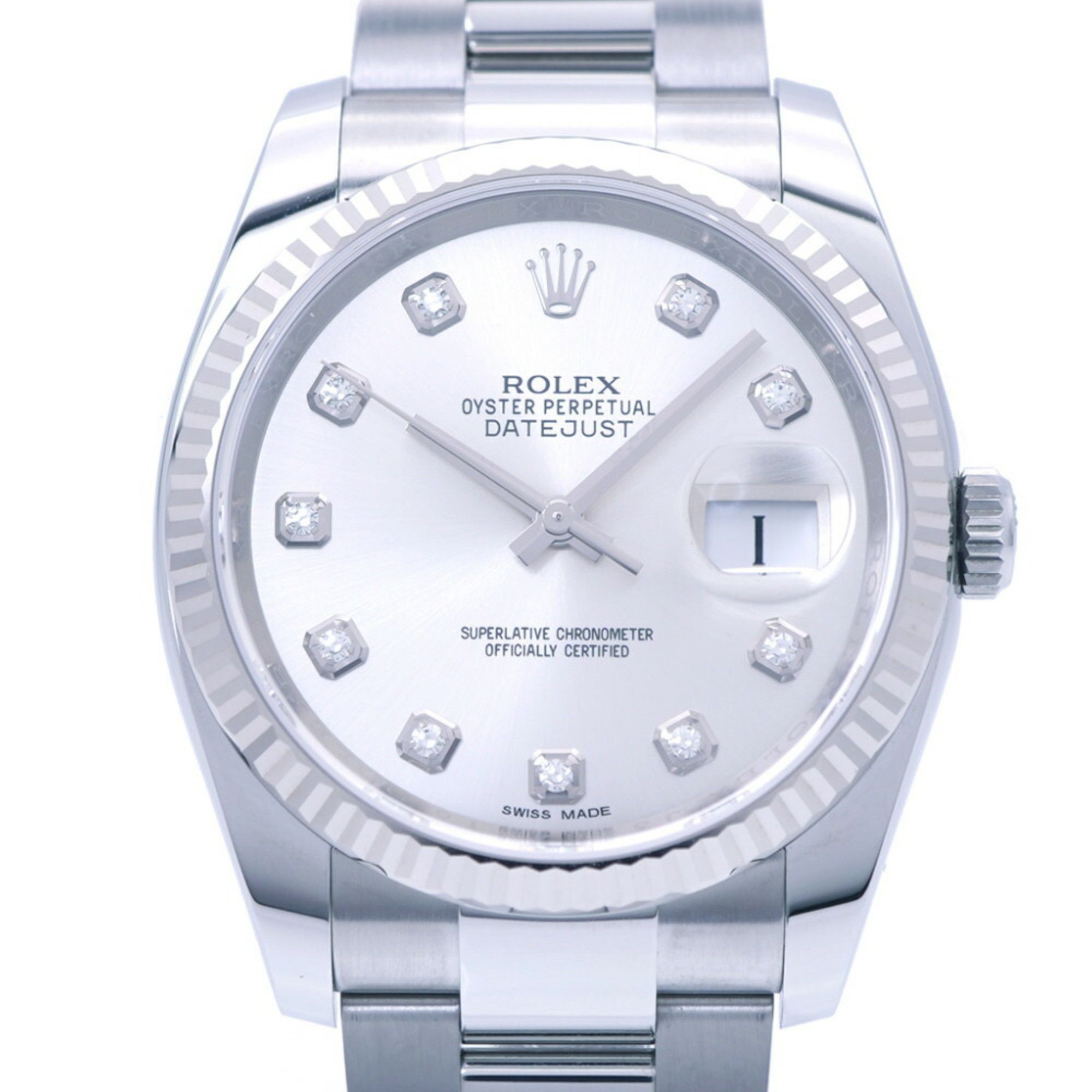 Rolex Rolex Datejust 10P Diamond 116234G Random WG/SS Wristwatch K18 White Gold Silver 1767ROLEX Men's Size ONE SIZE - 2 Thumbnail