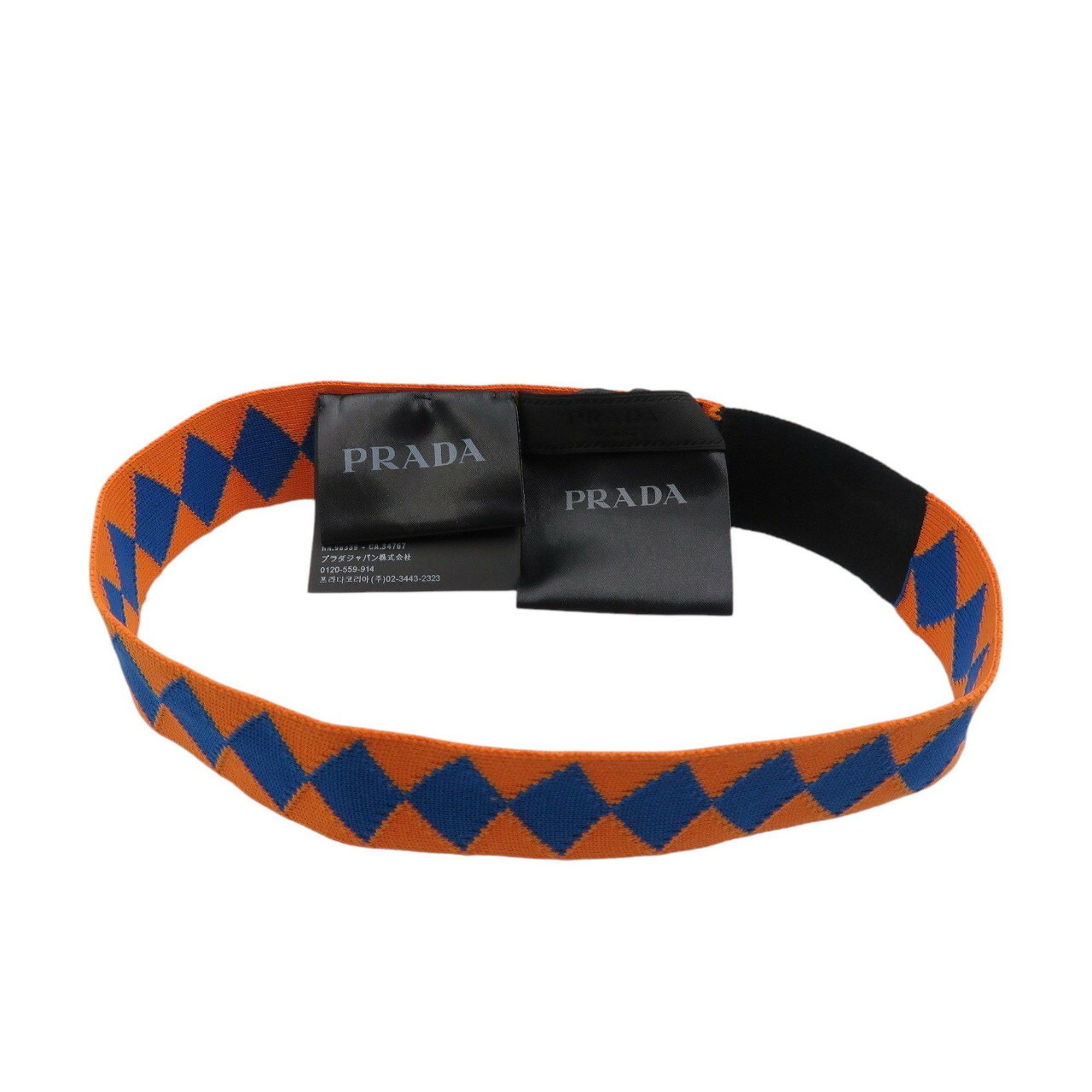 Prada Prada Cotton Orange Blue Multicolor 2-Piece Hair Turban 0802PRADA Size ONE SIZE - 3 Thumbnail