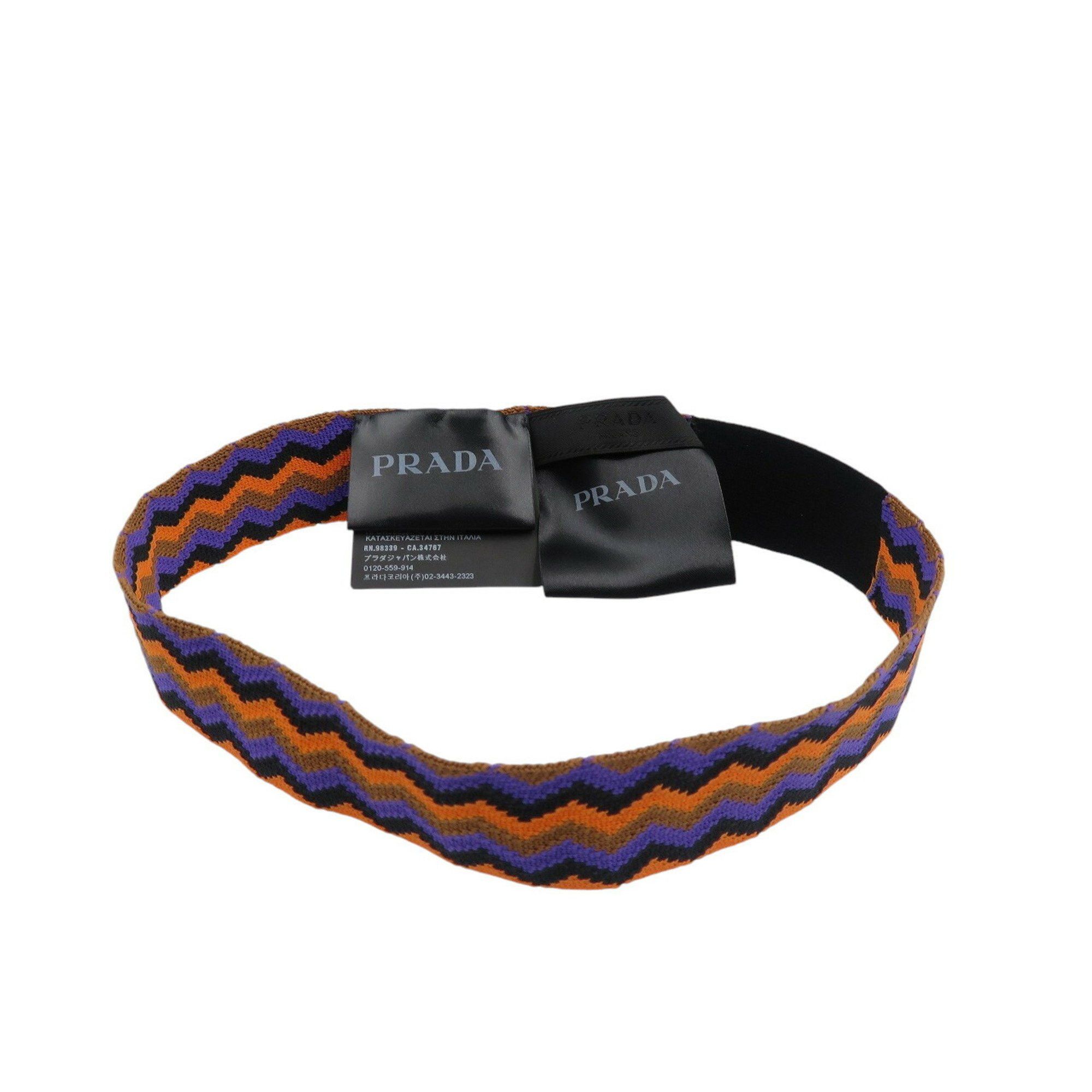 Prada Prada Cotton Orange Blue Multicolor 2-Piece Hair Turban 0802PRADA Size ONE SIZE - 4 Thumbnail