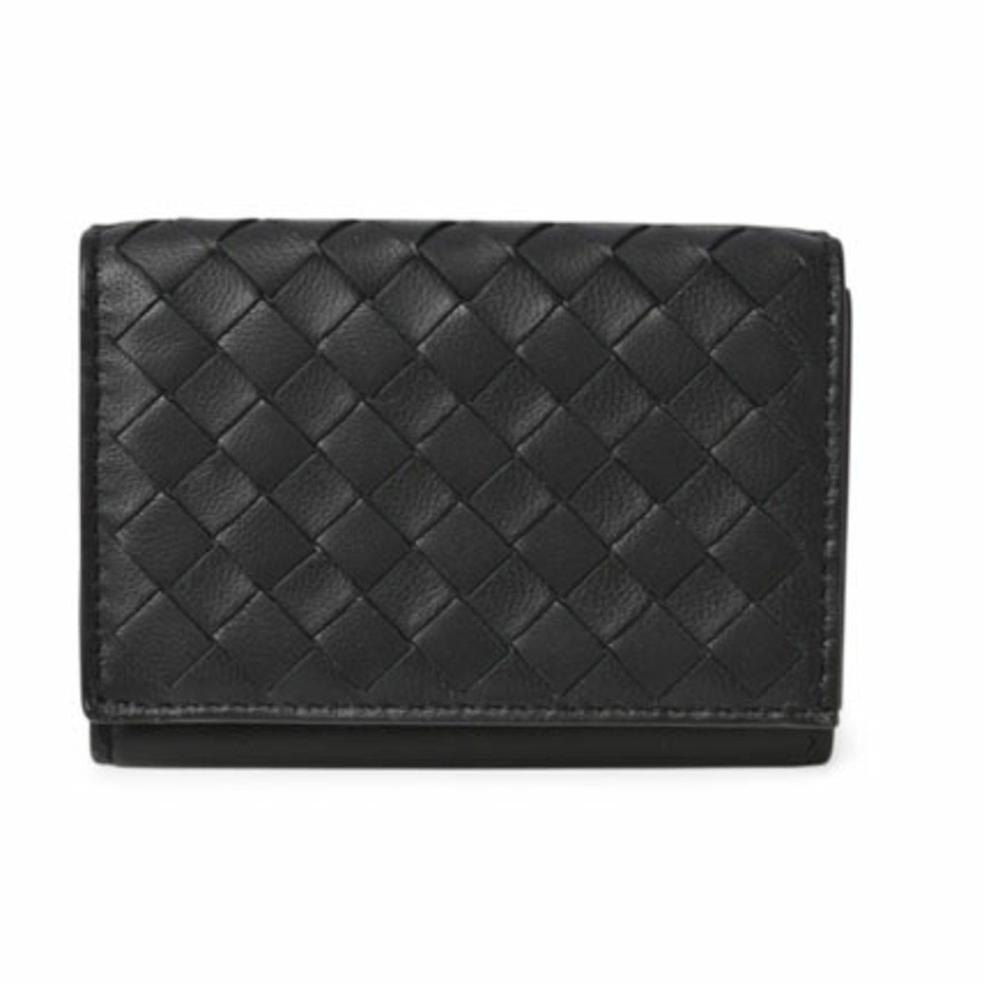 Bottega Veneta Bottega Veneta Tri-fold Wallet BOTTEGA VENETA Intrecciato 515385 VO0B2 Black Light Grey Size ONE SIZE - 3 Thumbnail