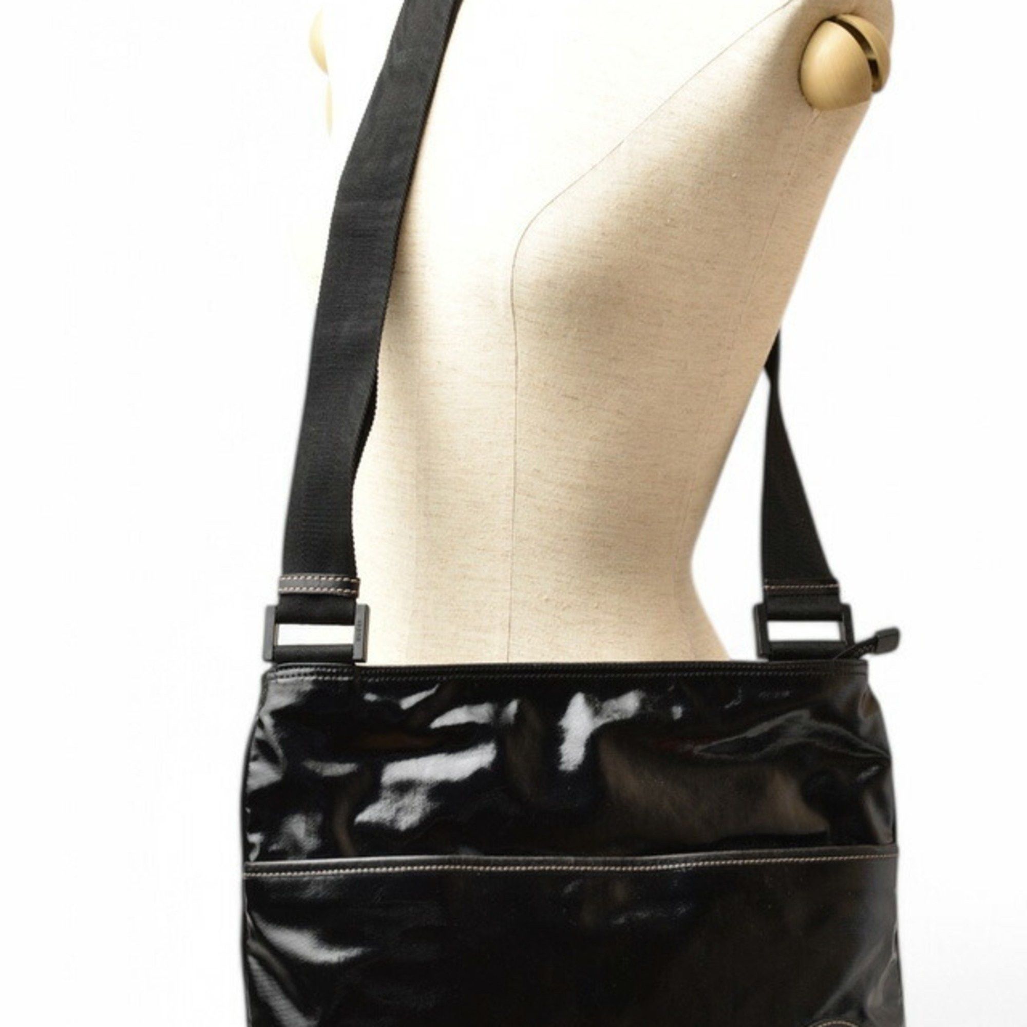 Gucci GUCCI Shoulder Bag Crest Emblem PVC Black 181093 Size ONE SIZE - 4 Thumbnail