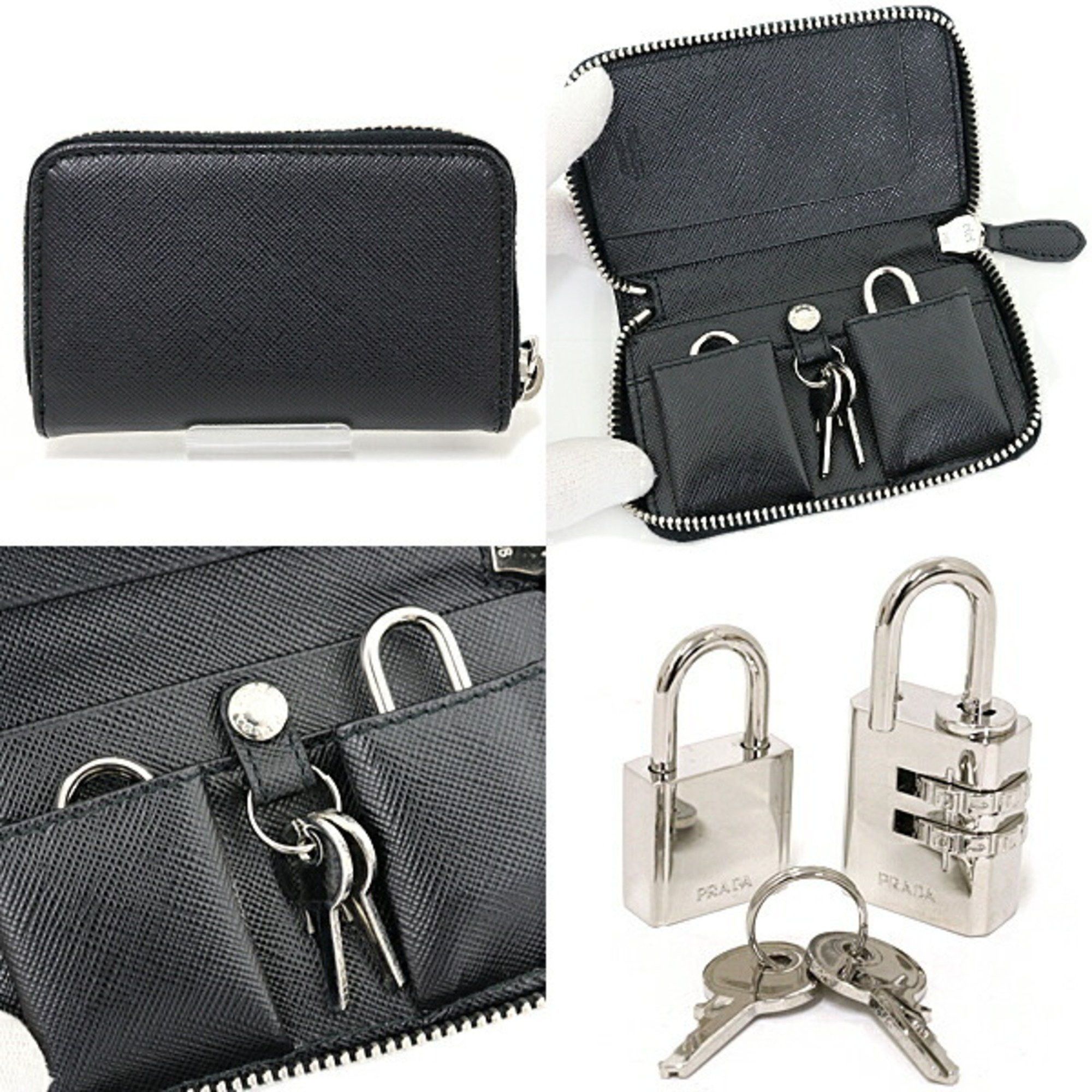 Prada PRADA Padlock Holder PORTA LUCCHETTI Saffiano SUV019 NERO Black Size ONE SIZE - 3 Thumbnail