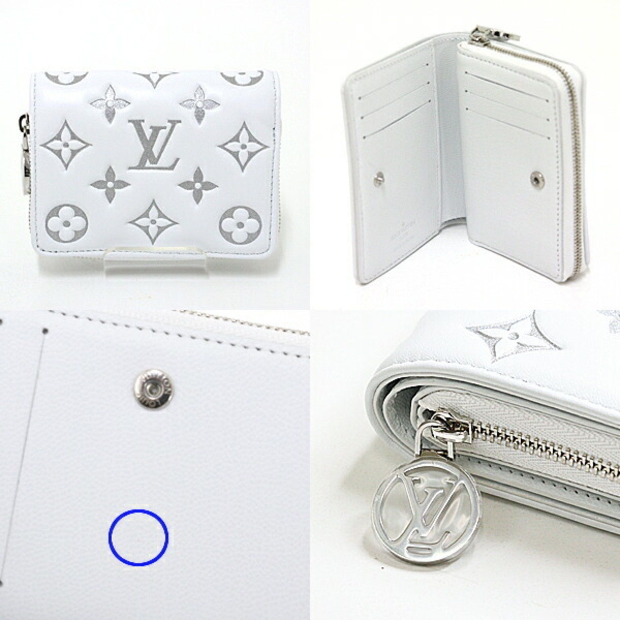 Louis Vuitton Louis Vuitton LV SKI Portefeuille Lou Lamb Leather White Embossed Bi-fold Wallet M12153 Size ONE SIZE - 2 Thumbnail