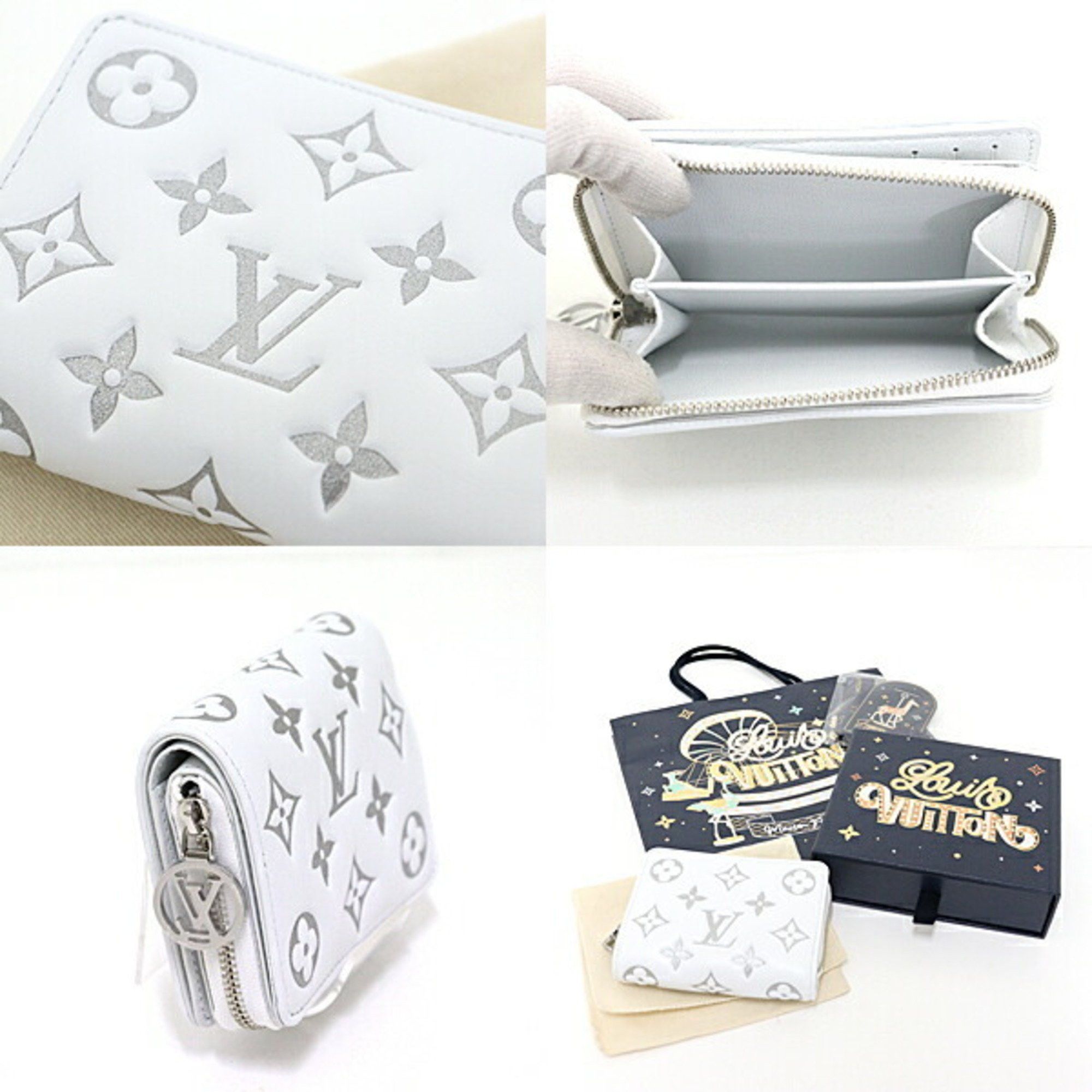 Louis Vuitton Louis Vuitton LV SKI Portefeuille Lou Lamb Leather White Embossed Bi-fold Wallet M12153 Size ONE SIZE - 3 Thumbnail