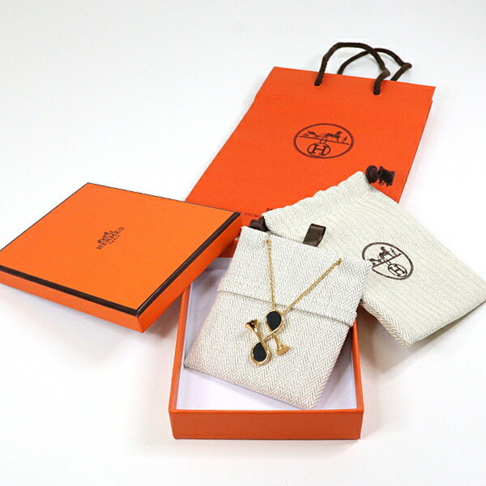 Hermes HERMES Col H Necklace Metal GP Yellow Gold 39cm Pendant Swift Leather Size ONE SIZE - 2 Thumbnail