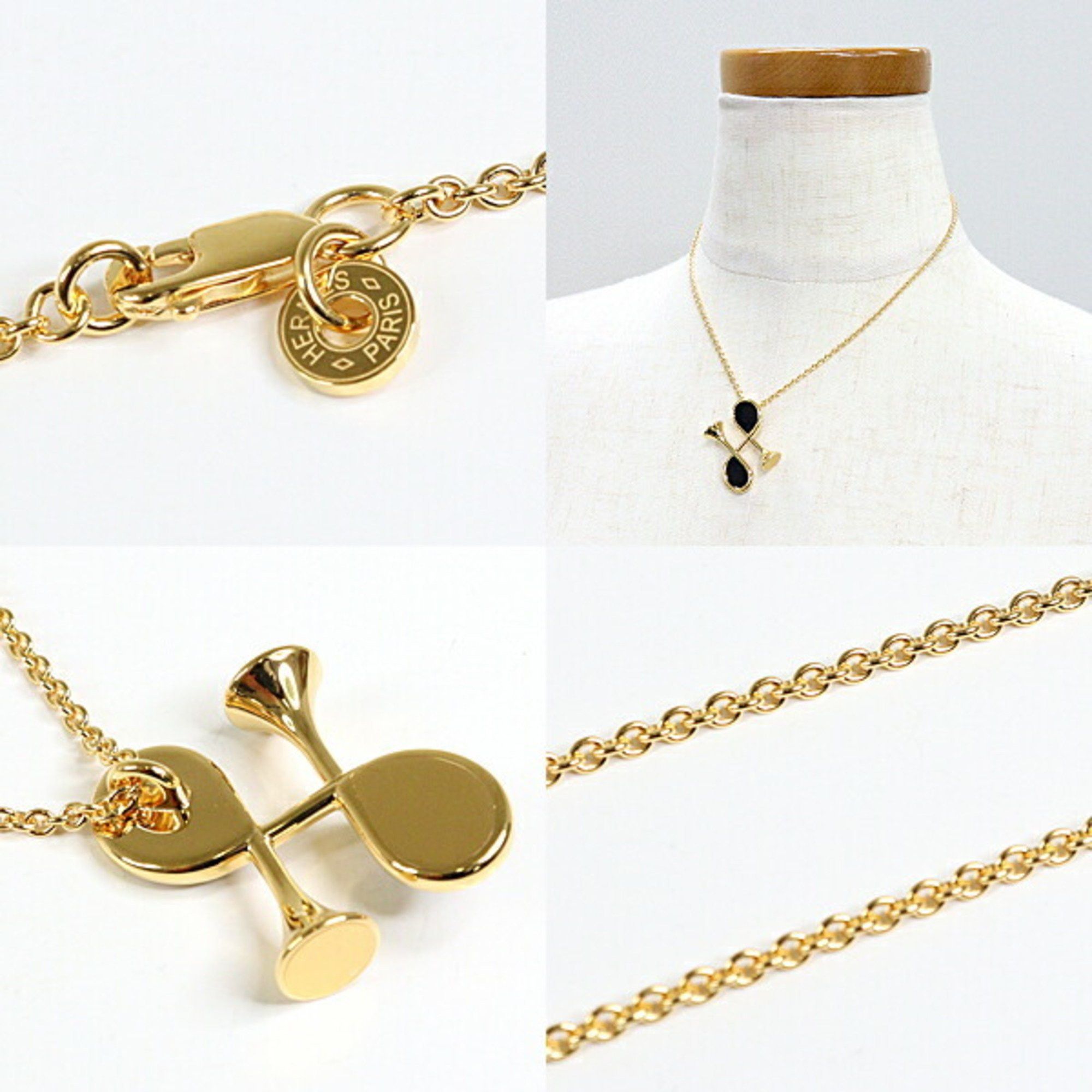 Hermes HERMES Col H Necklace Metal GP Yellow Gold 39cm Pendant Swift Leather Size ONE SIZE - 3 Thumbnail