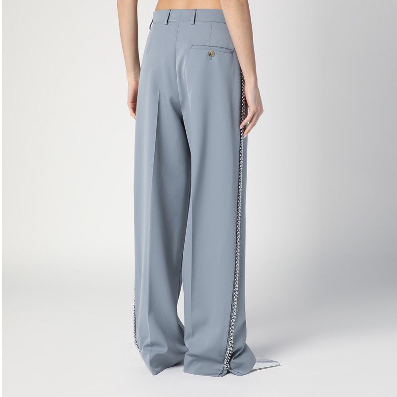 Stella McCartney Stella Mccartney Wide-Leg Light Grey Falabella Pants With Chain Size 27" / US 4 / IT 40 - 2 Thumbnail