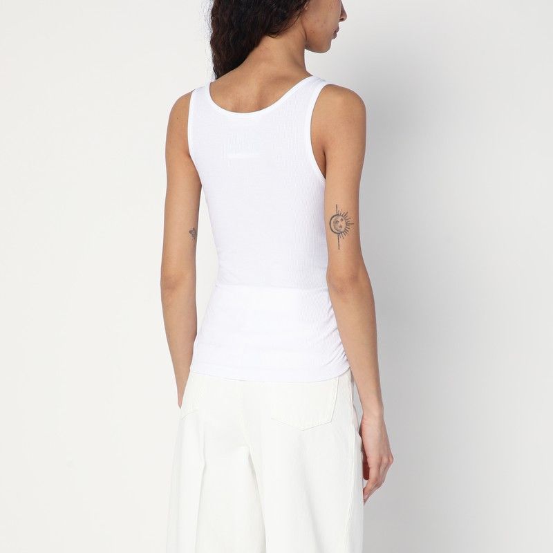 Moschino Moschino White Tank Top In Cotton With Laces Size M / US 6-8 / IT 42-44 - 2 Thumbnail