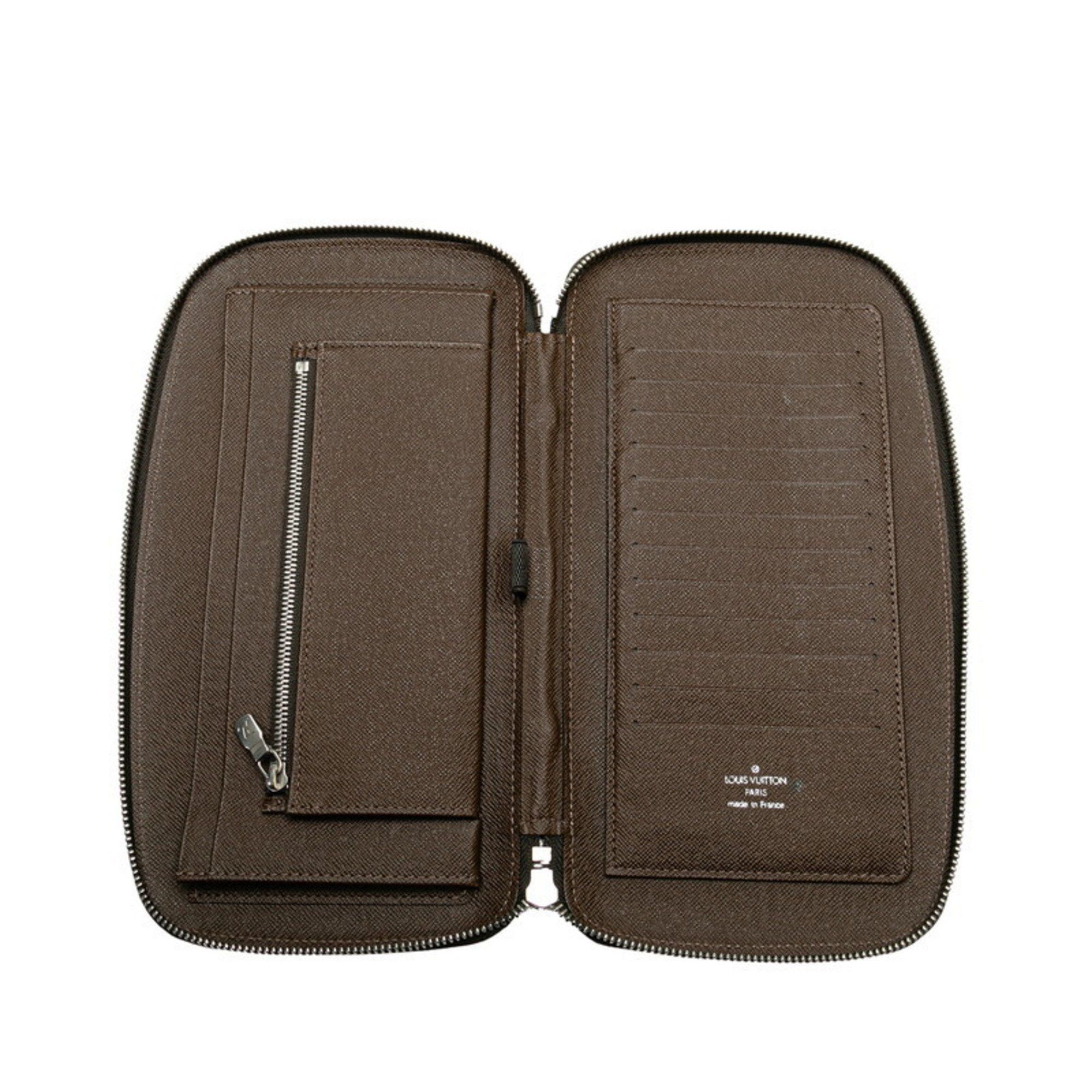 Louis Vuitton Louis Vuitton Taiga Organizer Atoll Long Wallet Round Travel Case M30658 Grisli Brown Leather PVC Men's LOUIS VUITTON Size ONE SIZE - 6 Thumbnail