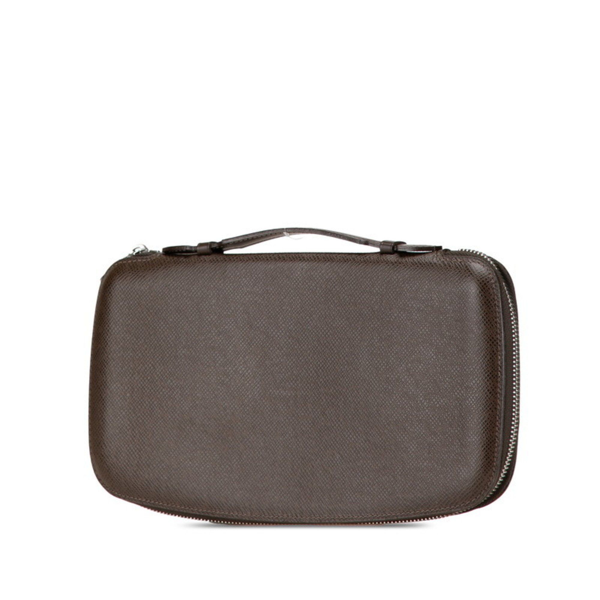 Louis Vuitton Louis Vuitton Taiga Organizer Atoll Long Wallet Round Travel Case M30658 Grisli Brown Leather PVC Men's LOUIS VUITTON Size ONE SIZE - 2 Thumbnail