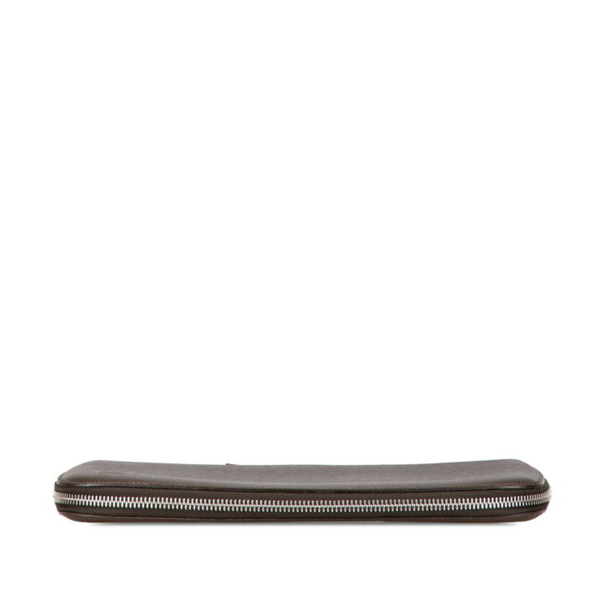 Louis Vuitton Louis Vuitton Taiga Organizer Atoll Long Wallet Round Travel Case M30658 Grisli Brown Leather PVC Men's LOUIS VUITTON Size ONE SIZE - 3 Thumbnail