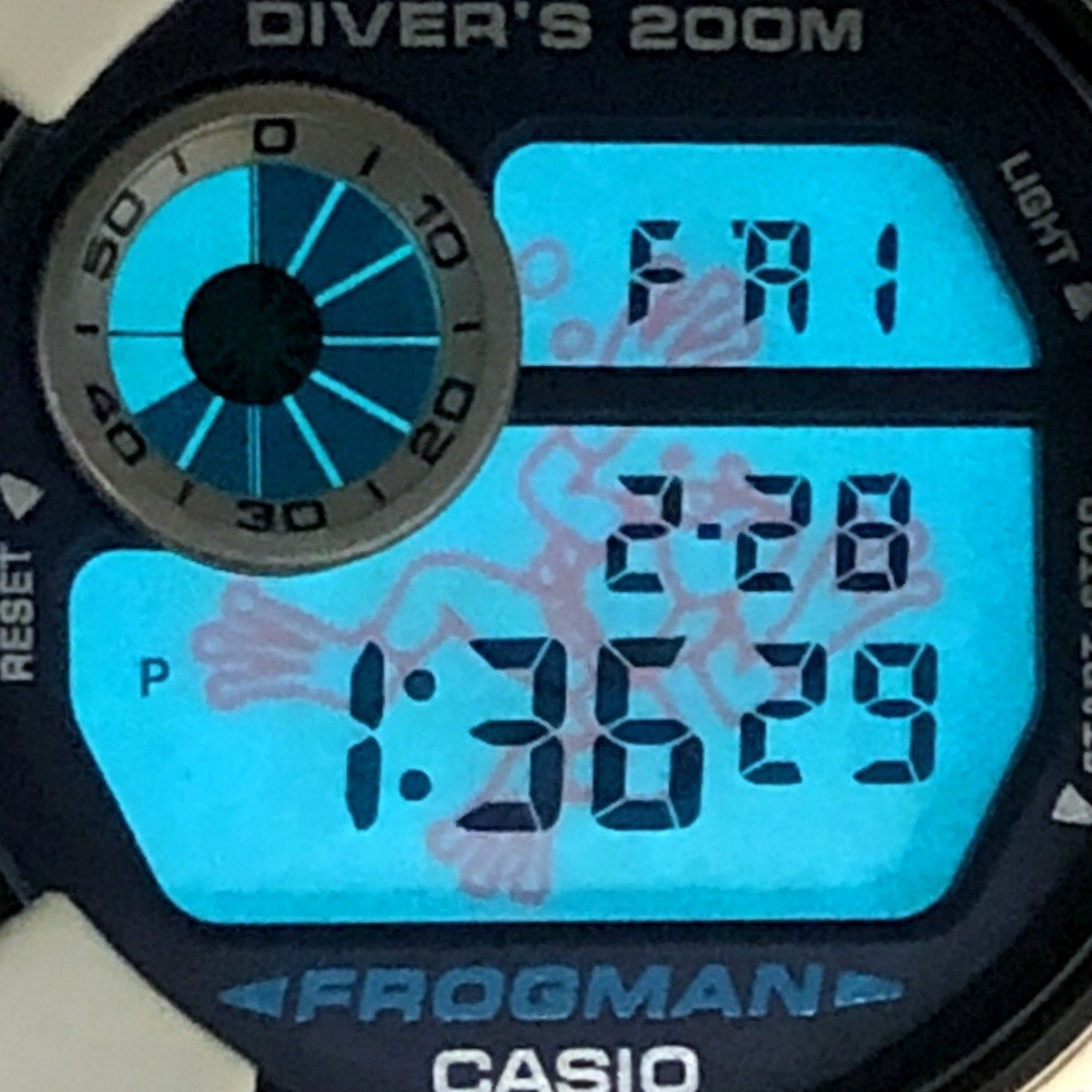 Casio G-SHOCK CASIO Watch DW-8200LG-8 FROGMAN Men in White Gray Frogman Frog Diving EL Released May 2000 Mikunigaoka Store ITJYCSKN44 Size ONE SIZE - 9 Thumbnail