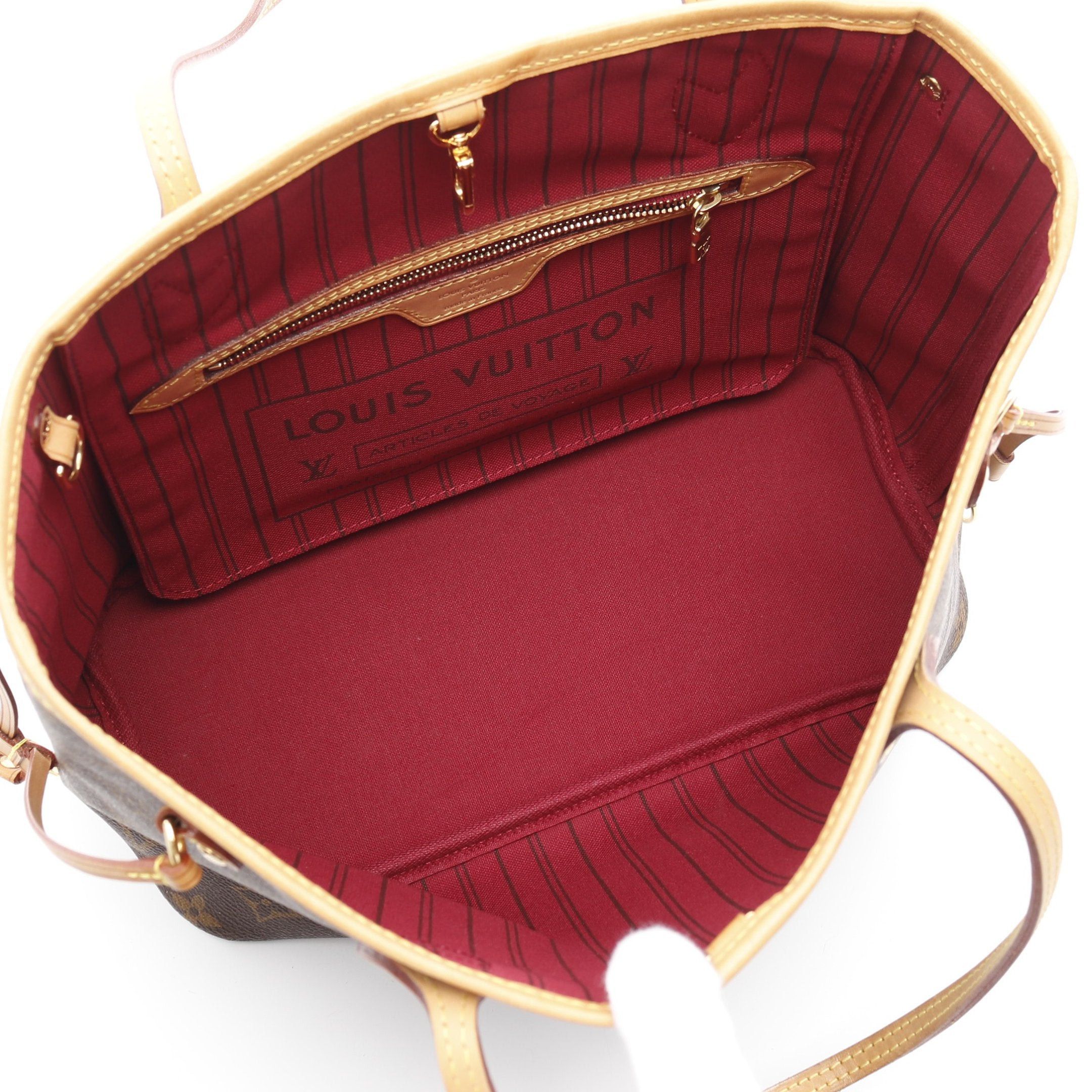 Louis Vuitton Louis Vuitton Neverfull Pm Monogram Fuchsia Handbag Tote Bag Leather Brown Size ONE SIZE - 3 Thumbnail