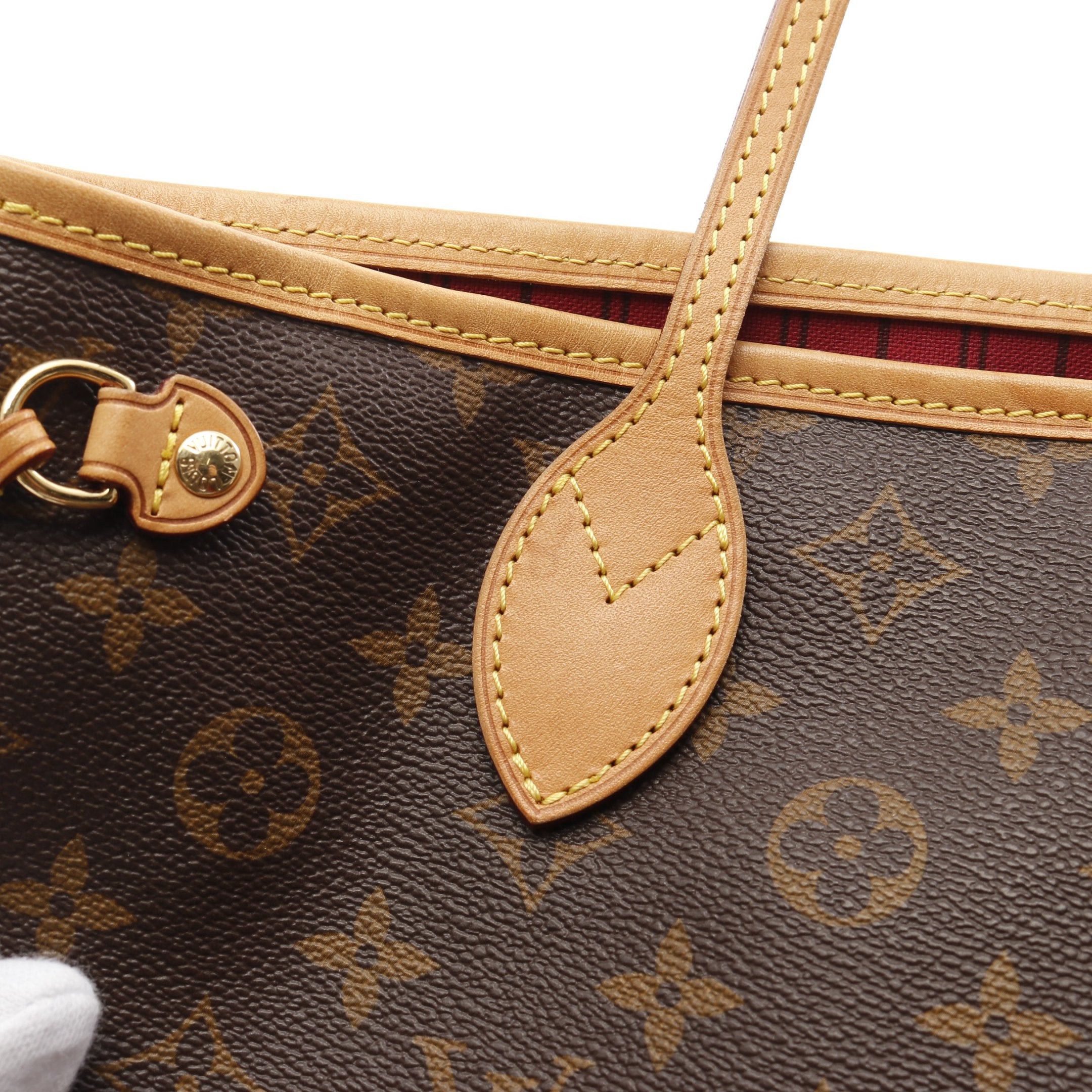 Louis Vuitton Louis Vuitton Neverfull Pm Monogram Fuchsia Handbag Tote Bag Leather Brown Size ONE SIZE - 8 Thumbnail