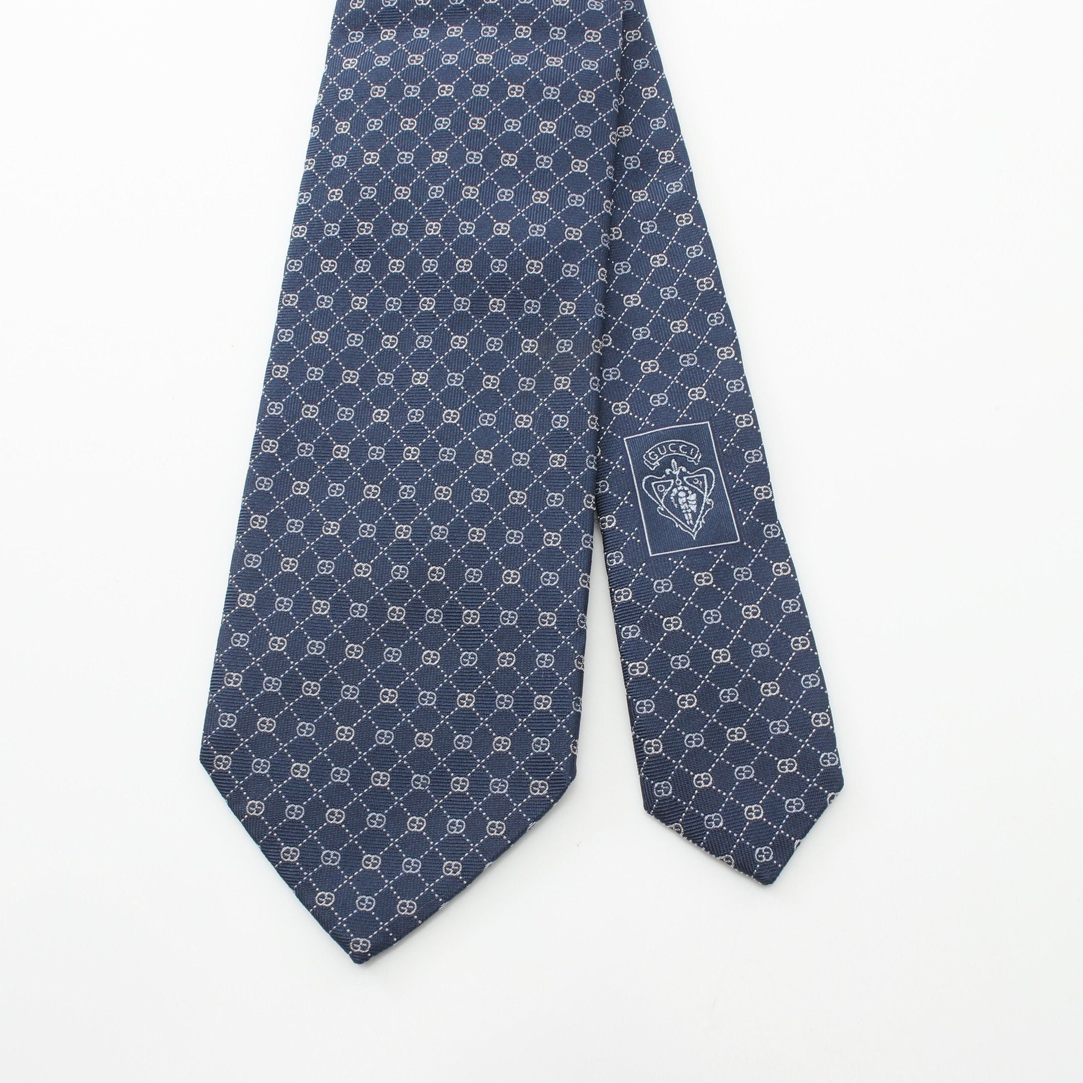 Gucci Gucci Tie Silk Navy Size ONE SIZE - 2 Thumbnail