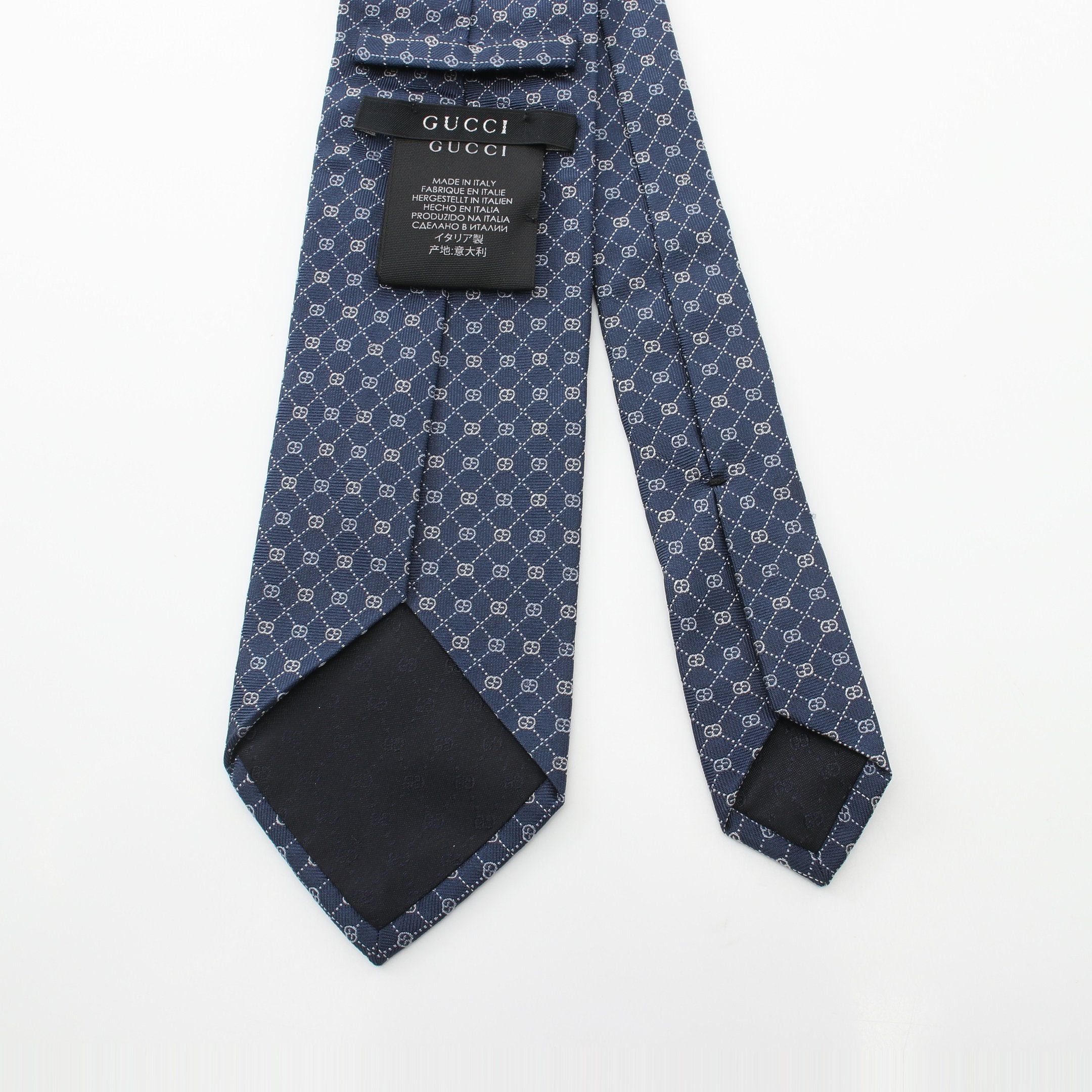 Gucci Gucci Tie Silk Navy Size ONE SIZE - 3 Thumbnail