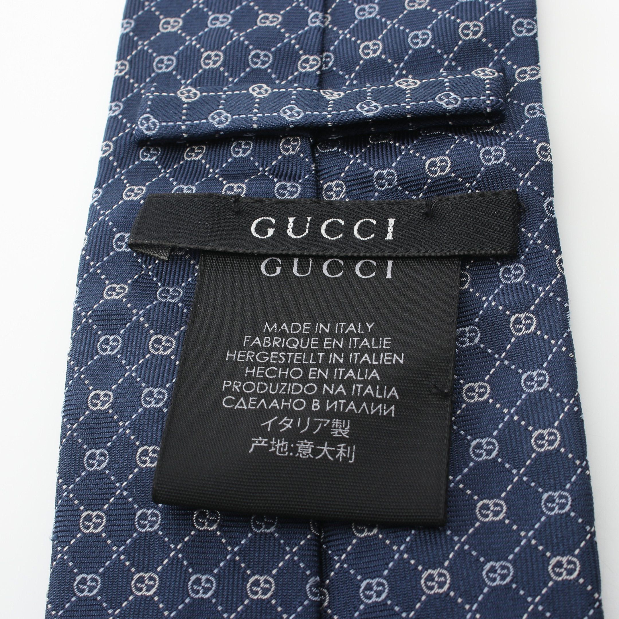 Gucci Gucci Tie Silk Navy Size ONE SIZE - 4 Thumbnail