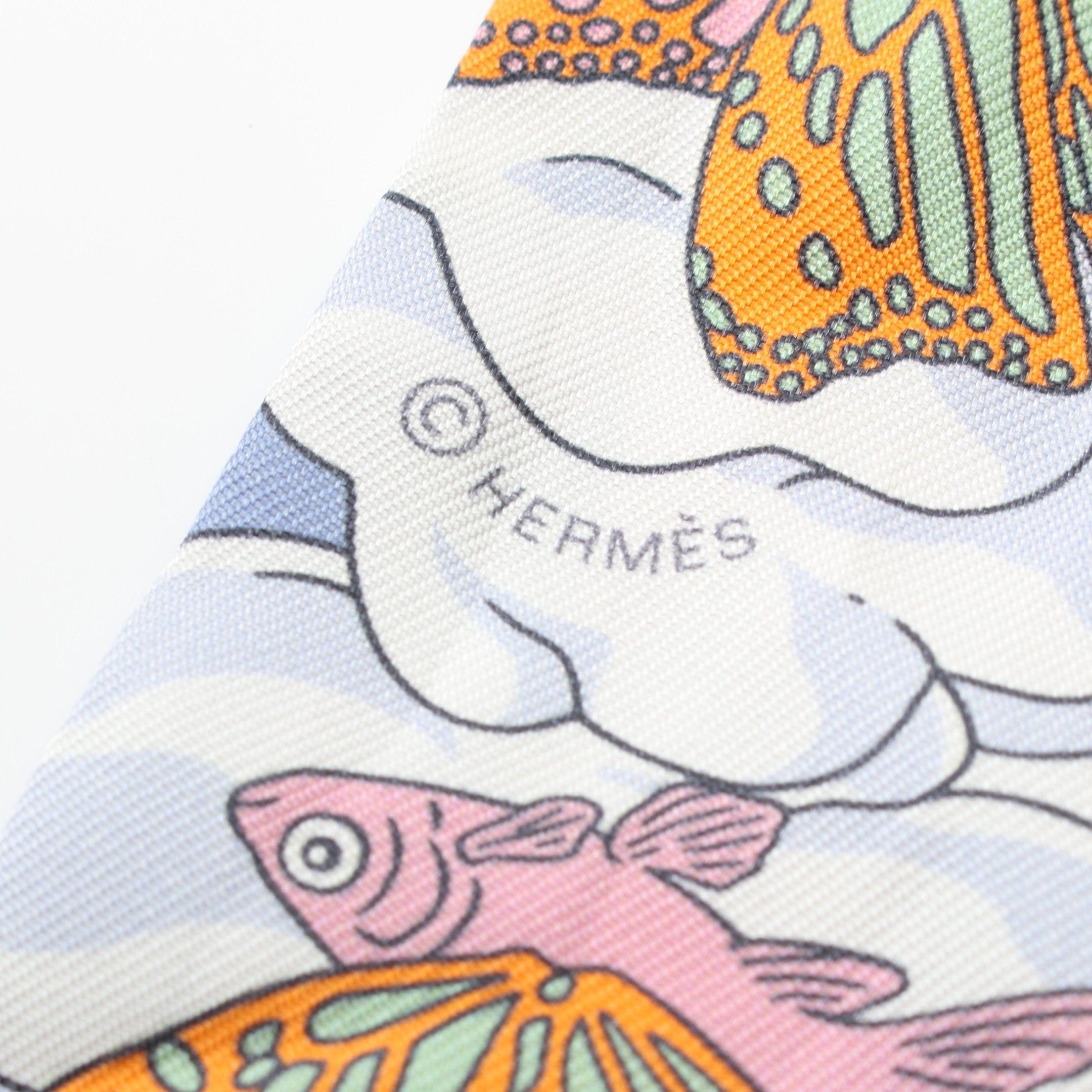 Hermes Hermes Twilly Sur Mon Nuage Ribbon Scarf Silk Black White Multicolor Size ONE SIZE - 2 Thumbnail