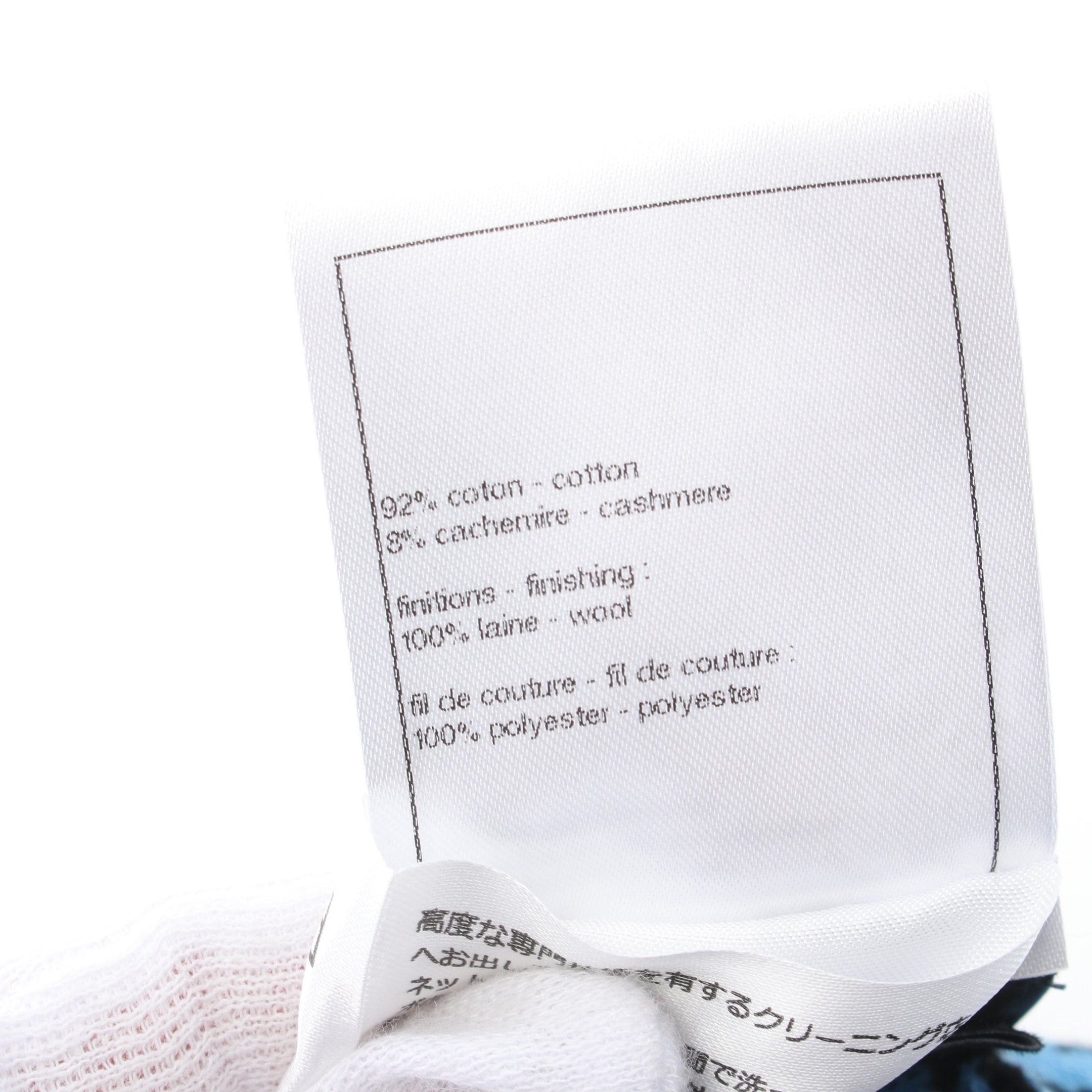Chanel Chanel Scarf Cotton Cashmere Wool Blue Black White Size ONE SIZE - 4 Thumbnail