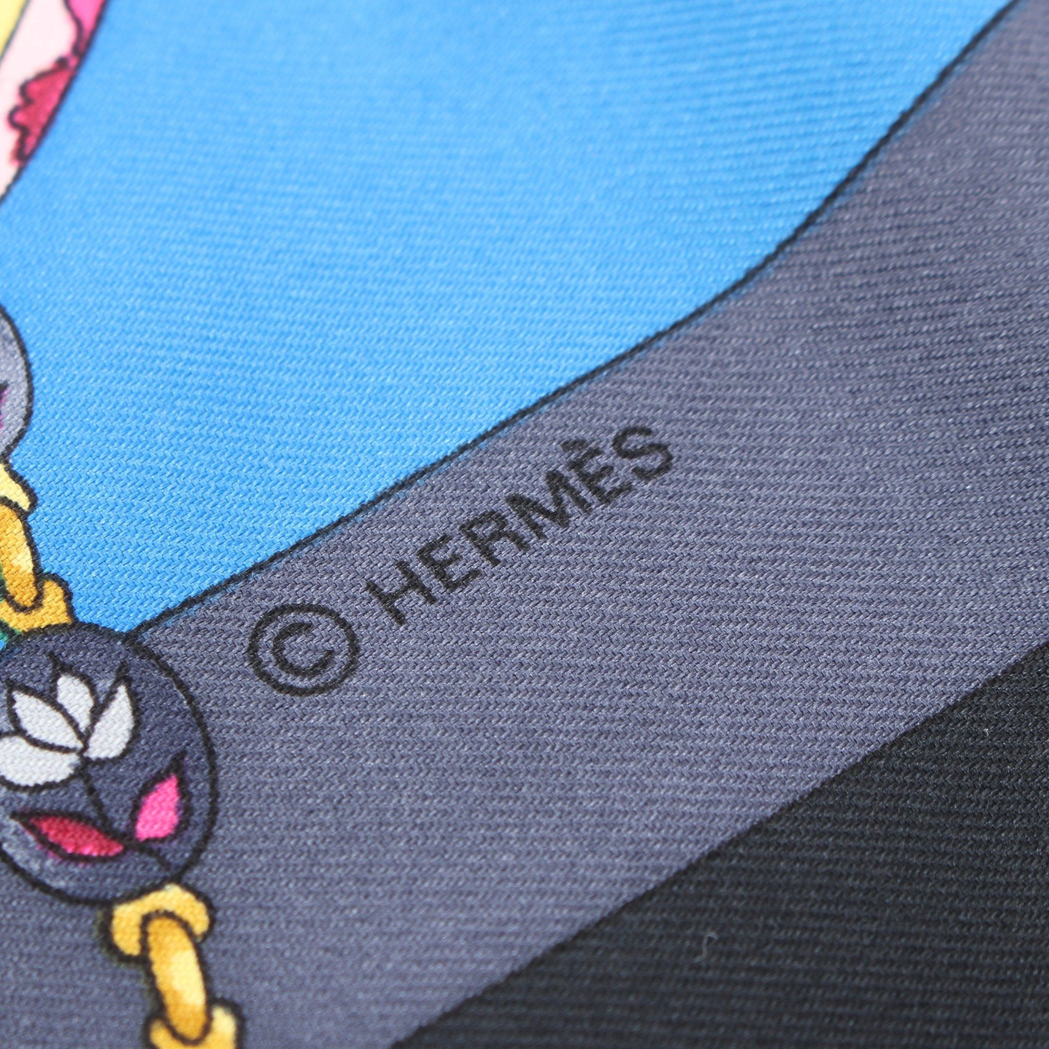 Hermes Hermes Carres 90 Parmi Les Fleurs Je Compte Heures Scarf Silk Black Multicolor Size ONE SIZE - 2 Thumbnail