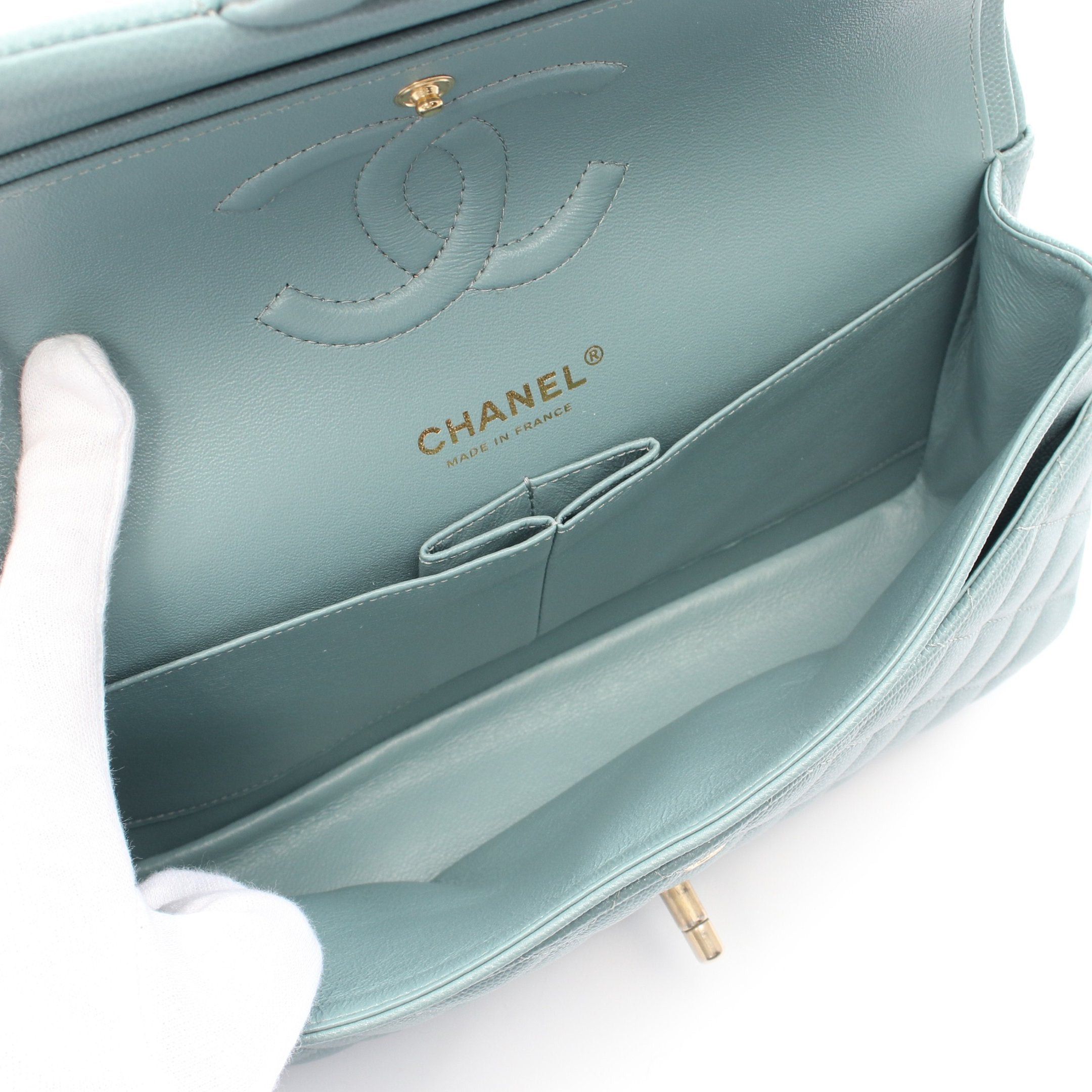 Chanel Chanel Matelasse Double Flap Chain Shoulder Bag Caviar Skin Blue Gray Gold Hardware Lame Processing Size ONE SIZE - 3 Thumbnail