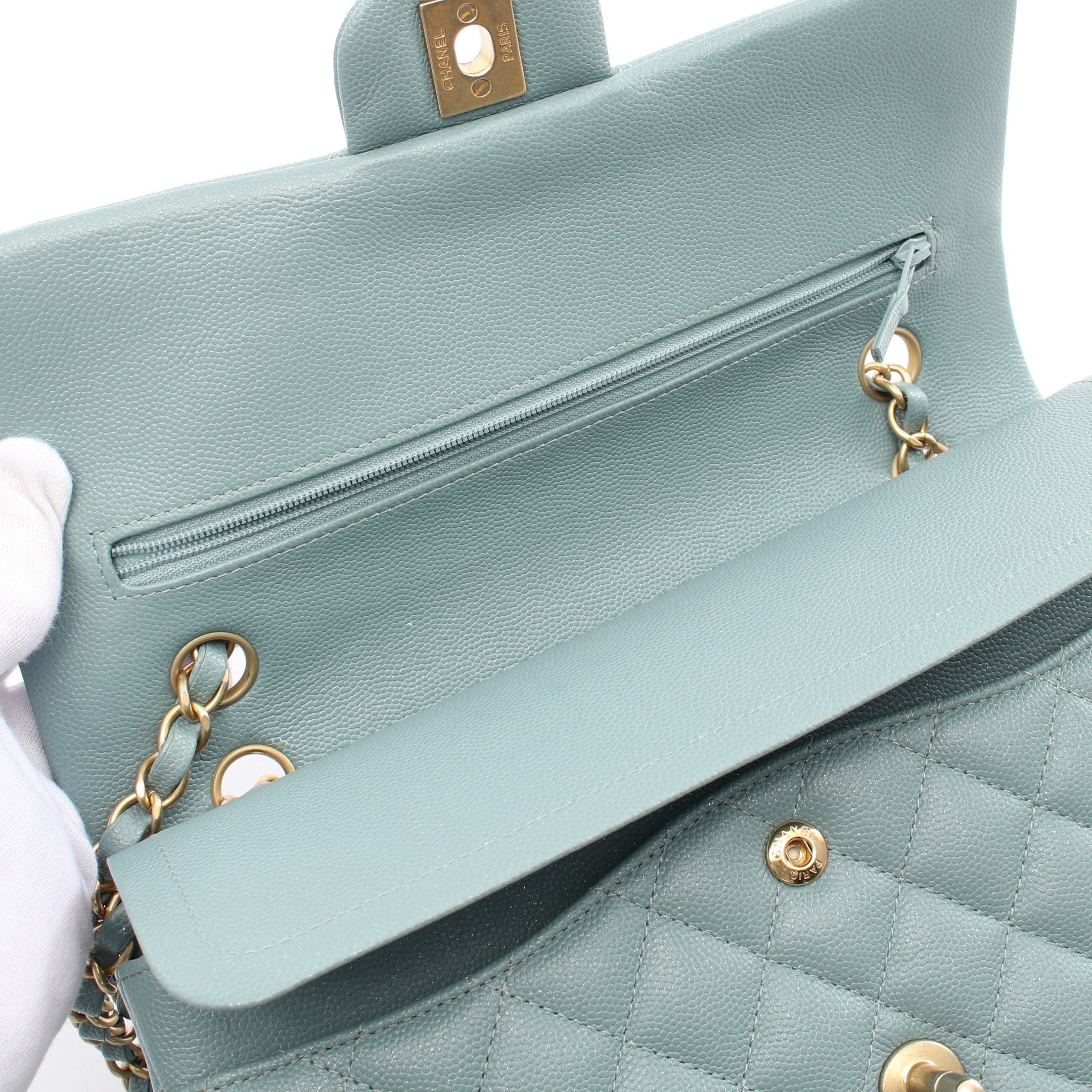 Chanel Chanel Matelasse Double Flap Chain Shoulder Bag Caviar Skin Blue Gray Gold Hardware Lame Processing Size ONE SIZE - 8 Thumbnail