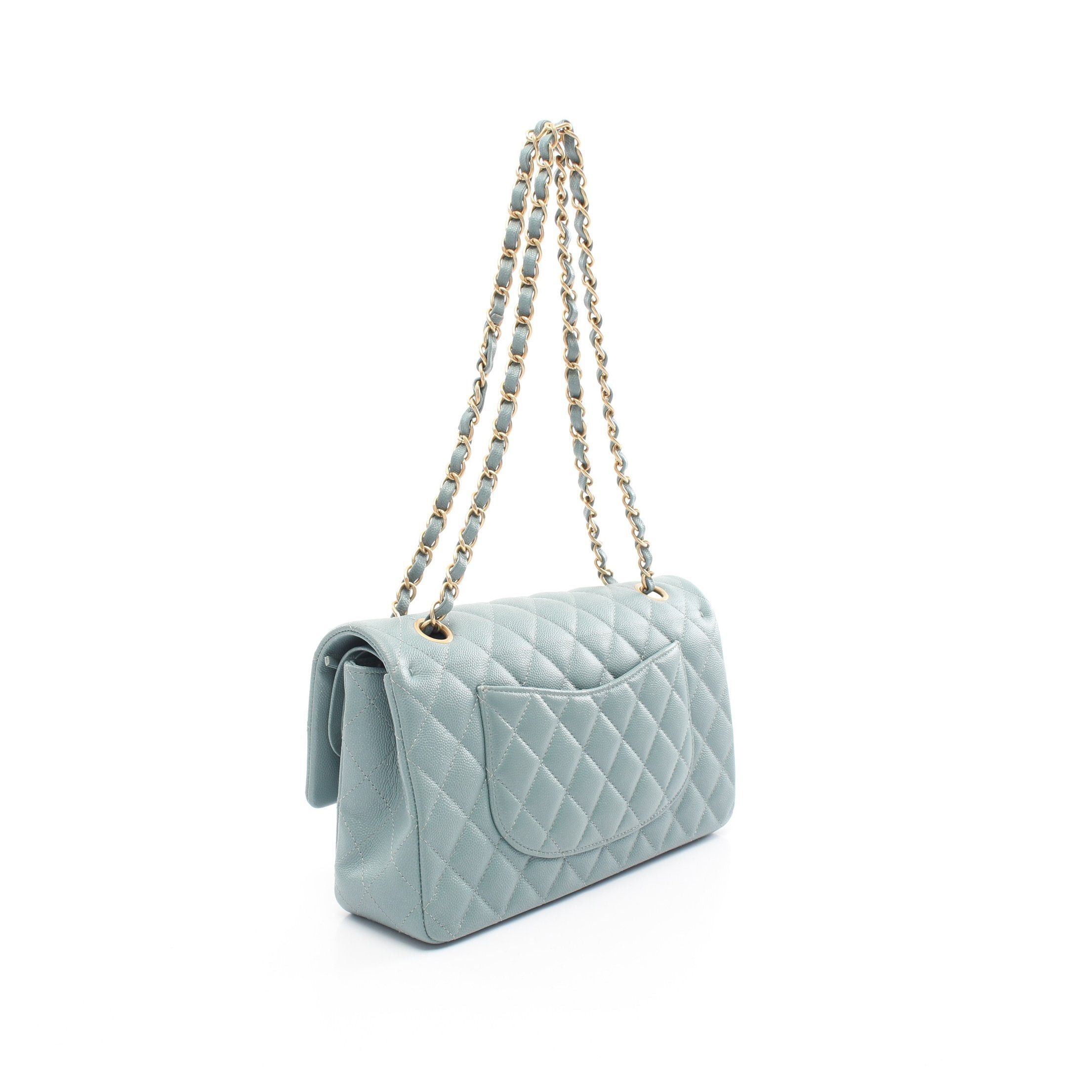 Chanel Chanel Matelasse Double Flap Chain Shoulder Bag Caviar Skin Blue Gray Gold Hardware Lame Processing Size ONE SIZE - 2 Thumbnail