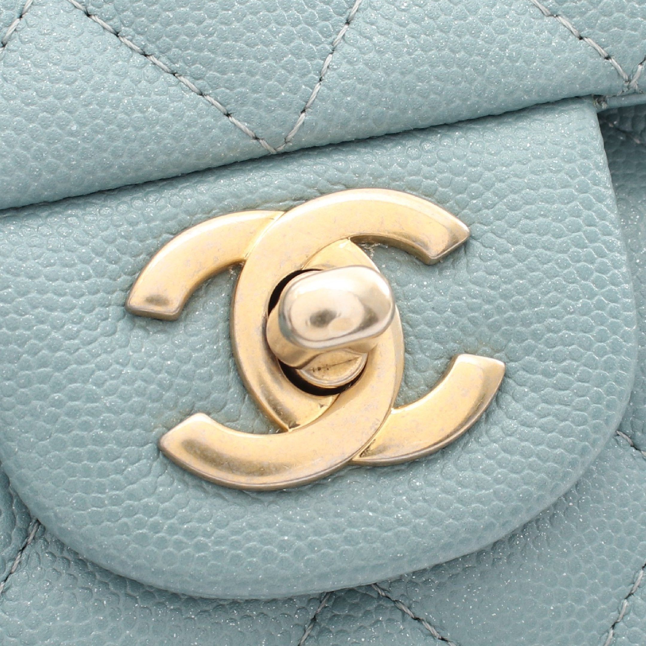 Chanel Chanel Matelasse Double Flap Chain Shoulder Bag Caviar Skin Blue Gray Gold Hardware Lame Processing Size ONE SIZE - 7 Thumbnail