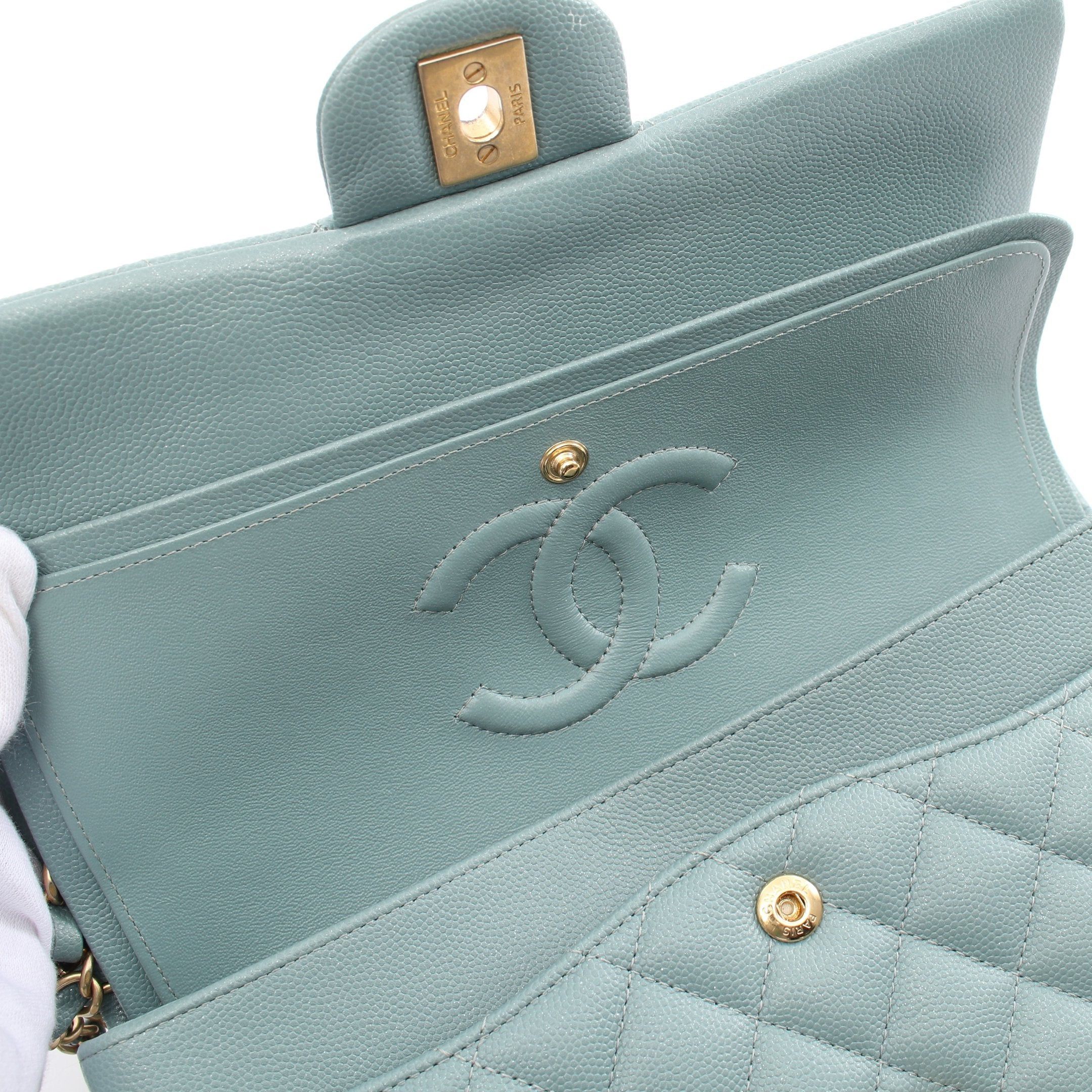 Chanel Chanel Matelasse Double Flap Chain Shoulder Bag Caviar Skin Blue Gray Gold Hardware Lame Processing Size ONE SIZE - 9 Thumbnail