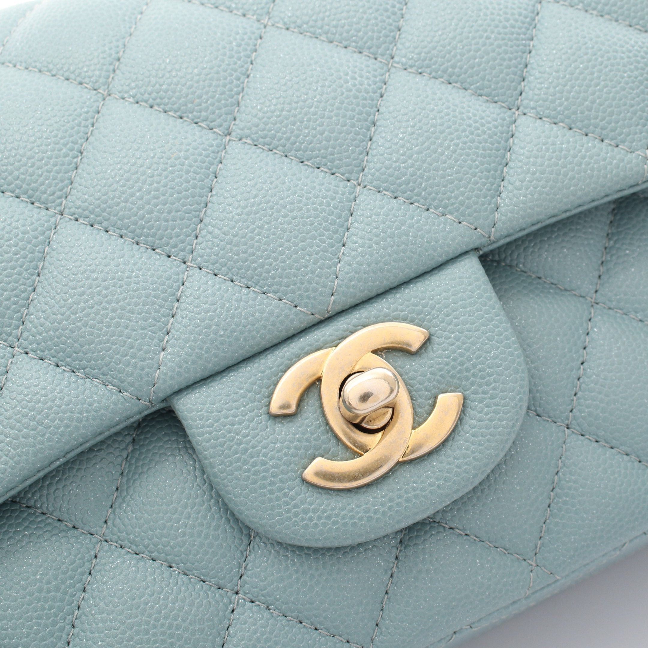 Chanel Chanel Matelasse Double Flap Chain Shoulder Bag Caviar Skin Blue Gray Gold Hardware Lame Processing Size ONE SIZE - 13 Thumbnail